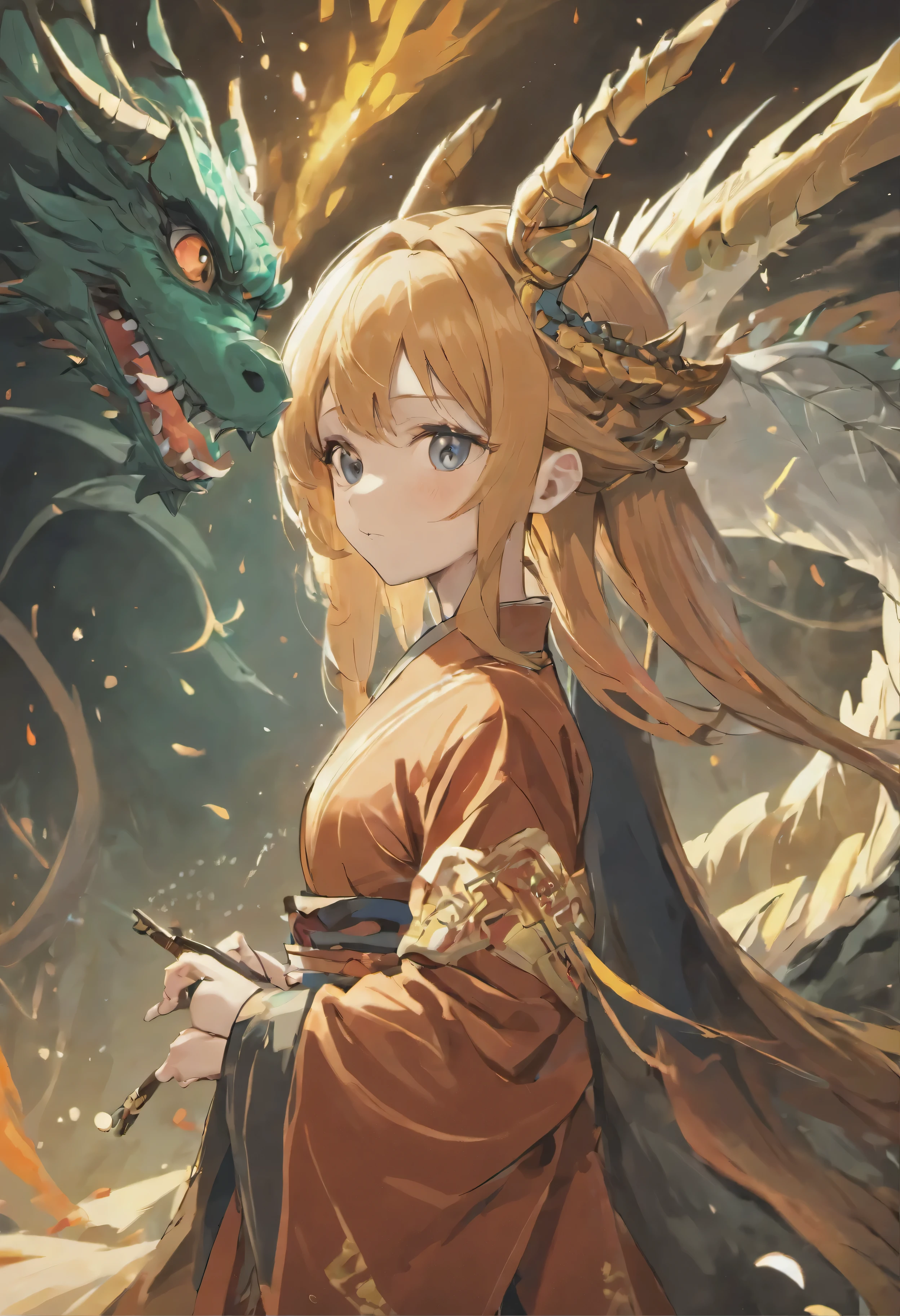 Dragon avatar, The character assumes the form of a dragon, National tide chart, cute style, Tang suit，cute expression，The content  vivid