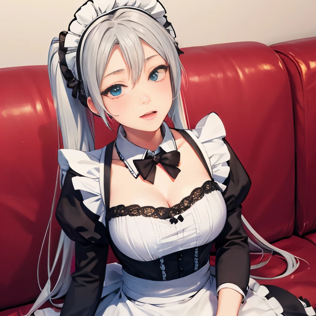 (((Maid clothes)))), (((big)))), drunk eyes, hatsune miku,