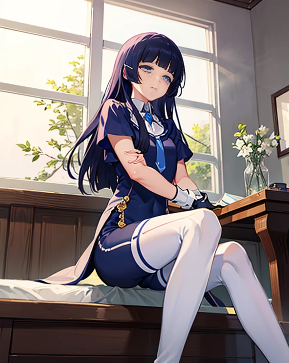 table top, highest quality,sleeping face up in bed，Crab crotch，please show me your boots，thigh high boots，glove，Strange thieves，elegant, 1 girl, muscular，cute, blushed, looking at the viewer, from below,body suit, prison，blue eyes, beautiful eyes, beautiful background, particles of light, Light of the sun, dramatic lighting, outside, shiny, realistic, table top, highest quality, super detailed, be familiar with, scenery, beautiful and fine eyes, fine hair