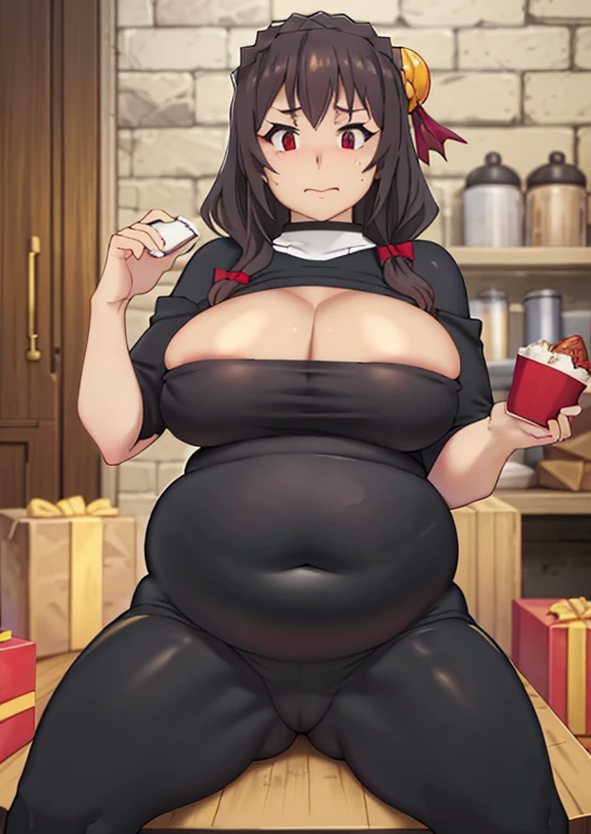 ery fat, large belly, big fat belly, fat belly, fat belly, huge, fat thighs, big stomach, overweight, thicc, chubby, chubby belly, shocked, fat, huge belly, obese, YunYun, Yunyun konosuba, Christmas, sweater, holiday, Christmas decorations, cookies,fat, large belly, standing, grabbing belly, very fat, large stomach, chubby (best quality, masterpiece), fat belly, at, large belly, standing, grabbing belly, very fat, large stomach, chubby (best quality, masterpiece), thanksgiving, wearing sweater, grabbing belly, sitting down, table with of food, table tons of food, lots of food, holding belly, table with food, sitting, wearing sweater, Christmas, Holiday, Christmas cookies,