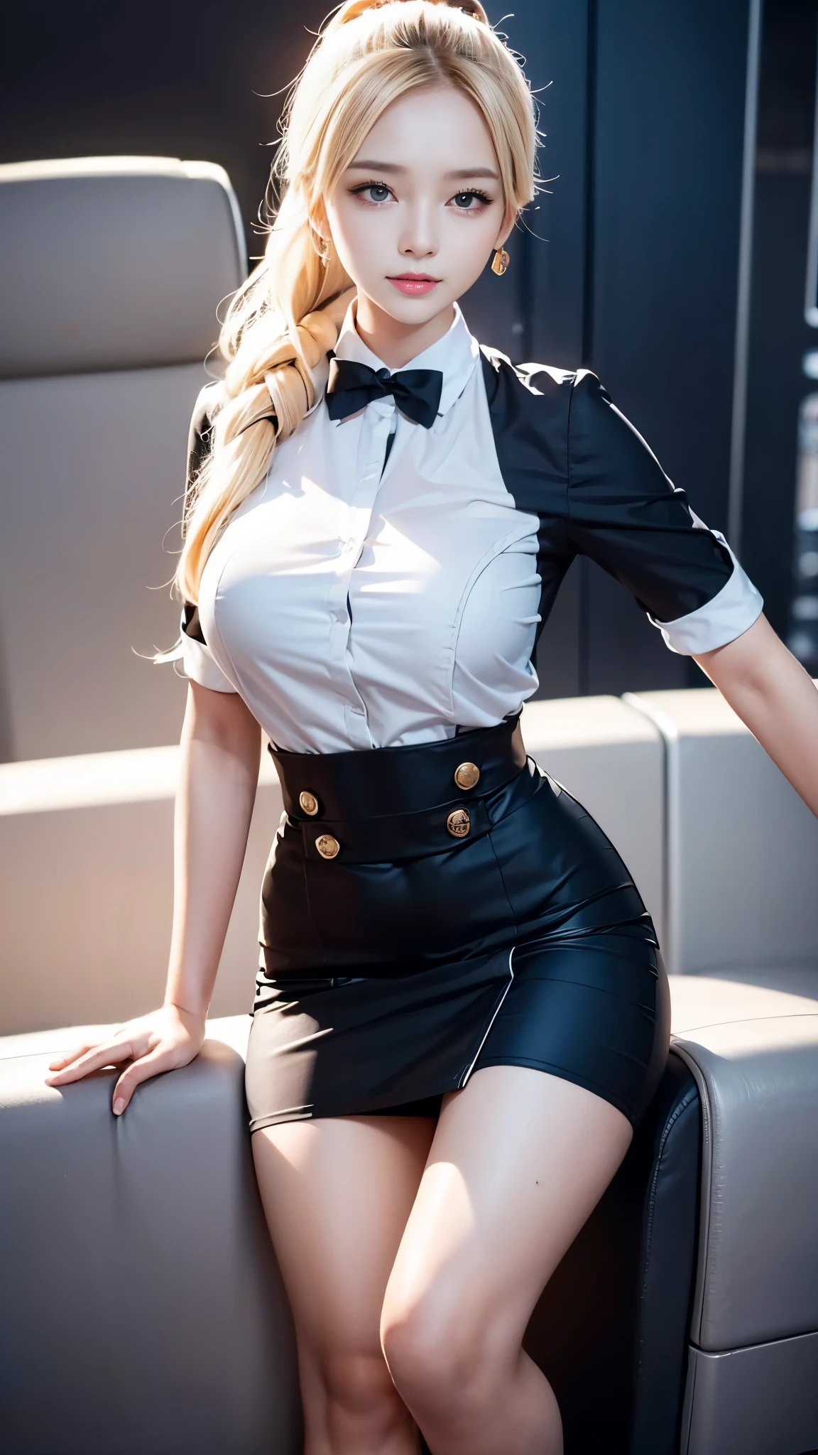 (masterpiece), best quality, best quality, Detailed and complex, The original, whole body, high resolution,
(),Very detailed_Eye, the breast,巨大the breast,expose breast,
(Eyeliner:0.5),(blush:0.5),blonde hair, diamond earrings, Delicate skin, ponytail,
view viewer, faint smile, nail, Pretty fingering waiter)), (black company:1.1), black high heels, black skirt, On the plane((inside the plane:1.2, motion capture)), skirt up, perfect anatomy,
(depth of field:1.1),Change:0.1,actual:1.3,
(ambient light:1),(film composition:1.3), (best quality, high resolution, lifelike, original, 8k,masterpiece, ),best quality, Masterpiec8k.human development report. High ribs:1.2, film grain, Blur bokeh:1.2, lens flare, (Bright colors:1.2), (Beautifully),