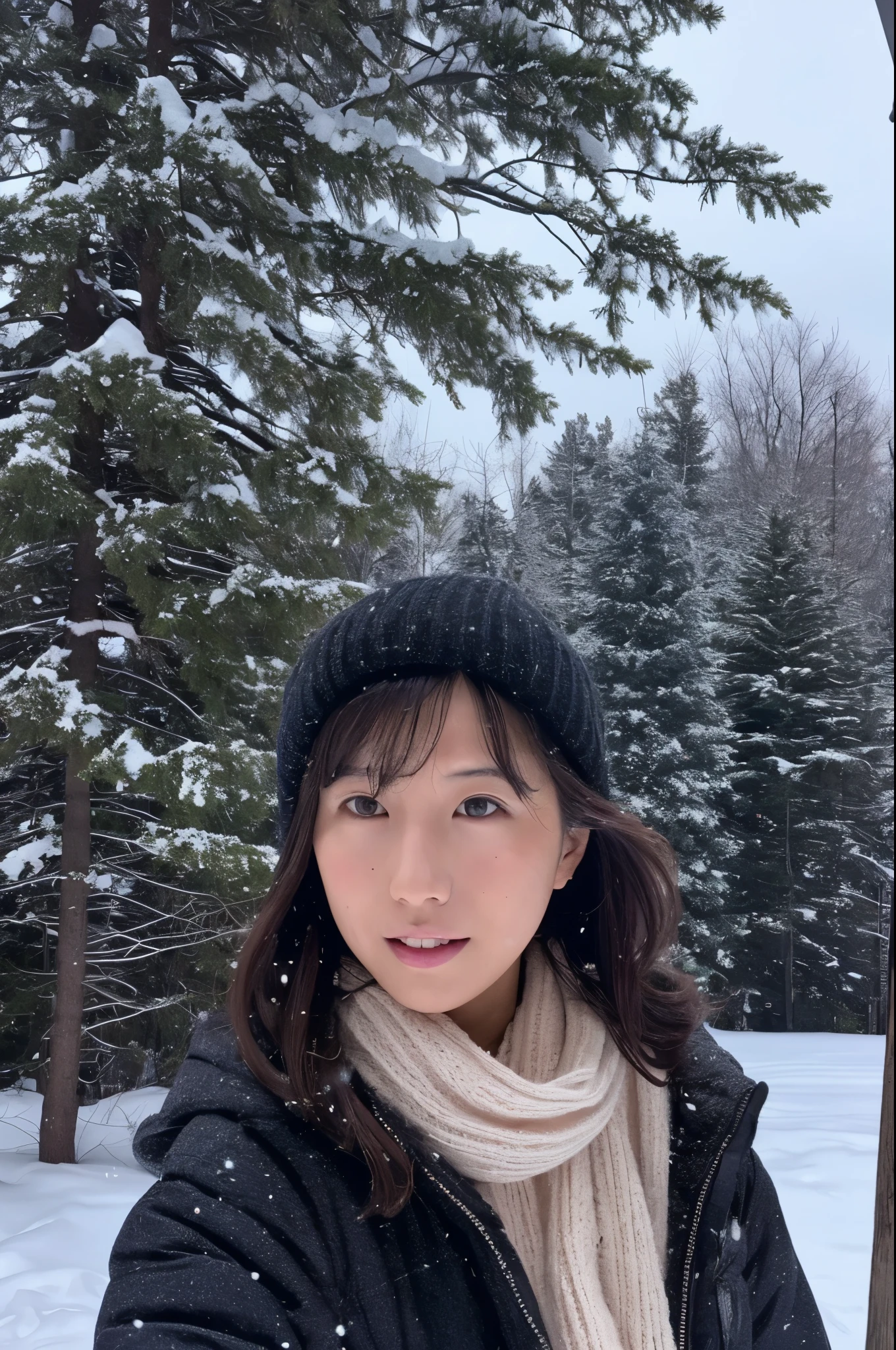 japanese woman、30 years old、Slender、snowfield、It&#39;s snowing