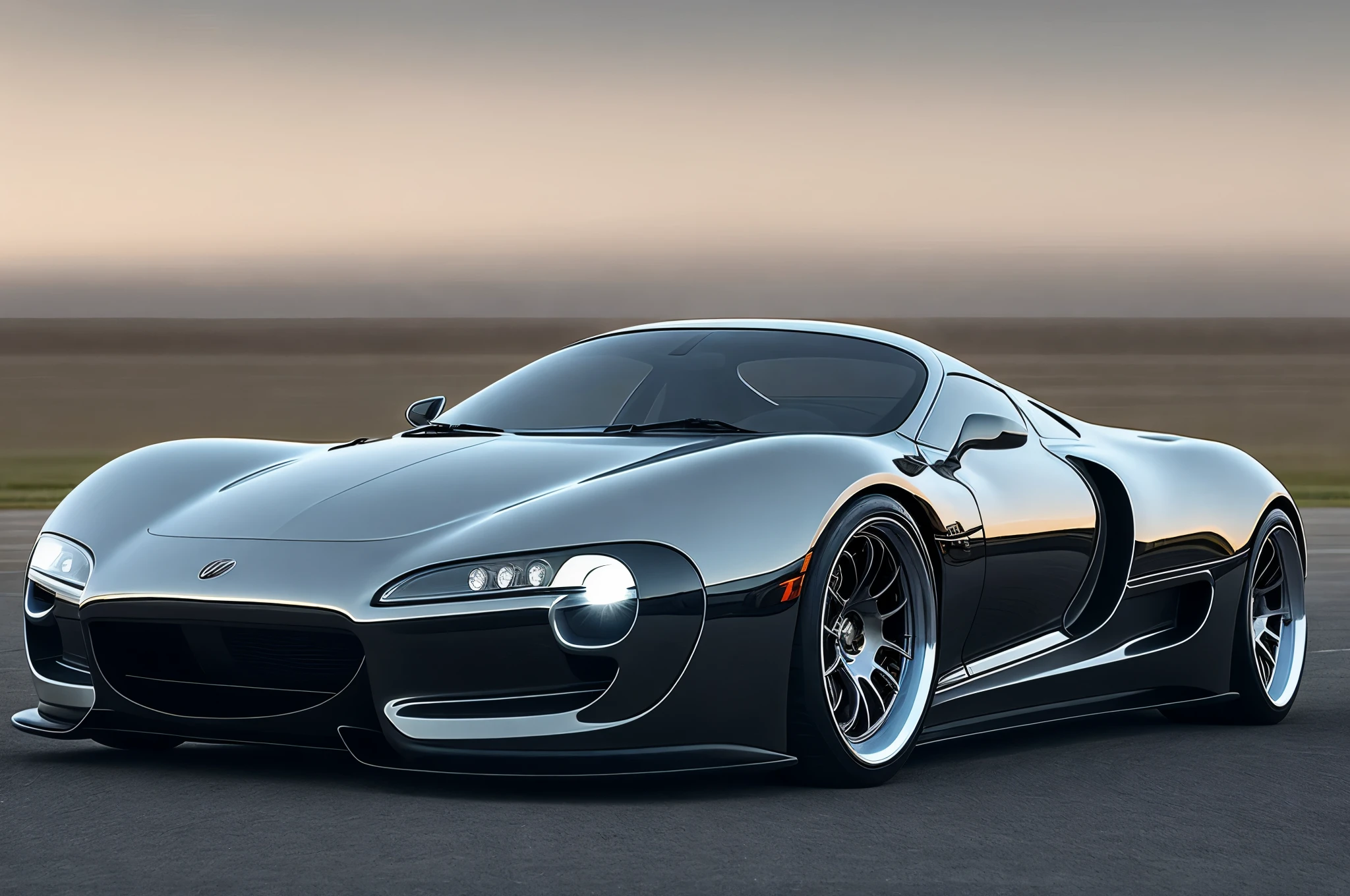 side view, extreme low profile, ground effects, low profile, aero ports, stretched design, future hypercar design
