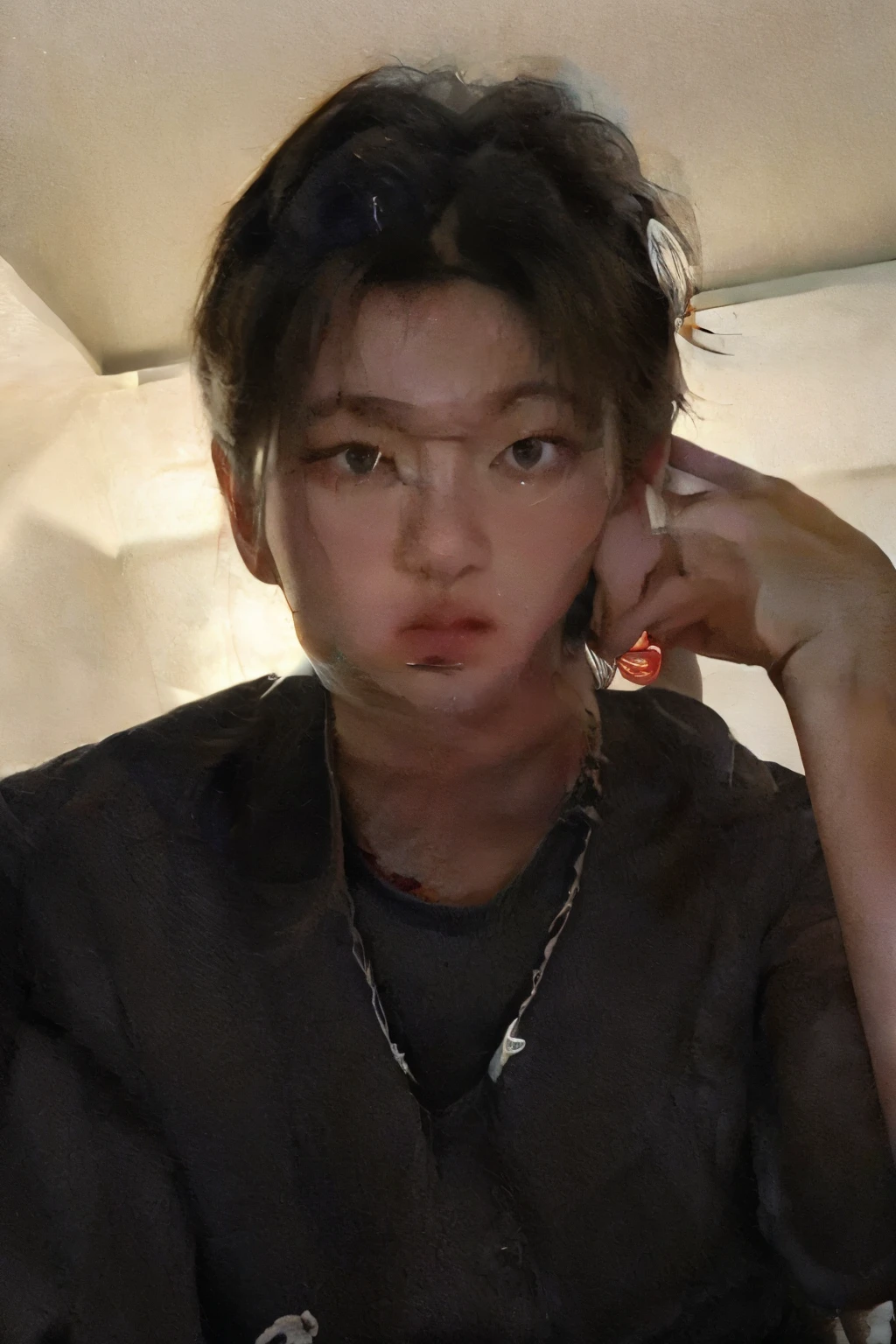 there a man sitting at a table with a plate of food, jungkook, Won Bin Lee, Jung Jaehyun, Jinyoung Shin, taehyung comiendo papas fritas gucci, hyung tae, kim doyoung, Siwoo Kim, jaeyeon nam, shin jeongho, foto de perfil, yanjun chengt, 1 18 year old boy with a thin face, hong junio hyung