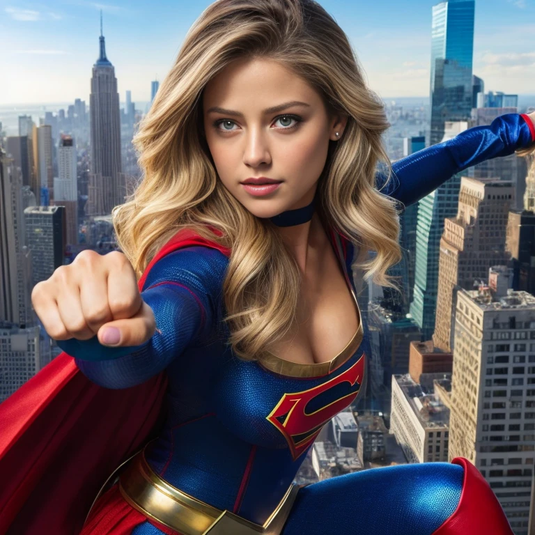 MELISSA BENOIST mujer hermosa, pelo largo y rubio ((Calidad superior, 8k, obra maestra: 1.3)), belleza, AMBER HEARD, Grande: 1.3, Abdominales delgados: 1.1: 1.2), cara ultra detallada, labios rojos muy detallados, ojos azulesbdetallados, double eyelids, Textura facial y de piel muy detallada., Ojos detallados  