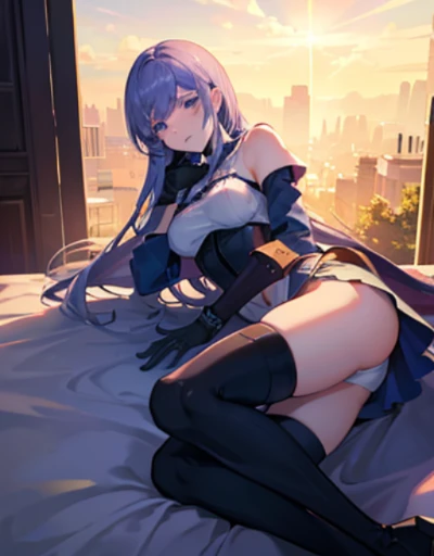 table top, highest quality,sleeping face up in bed，Crab crotch，please show me your boots，thigh high boots，glove，Strange thieves，elegant, 1 girl, muscular，cute, blushed, looking at the viewer, from below,body suit, prison，blue eyes, beautiful eyes, beautiful background, particles of light, Light of the sun, dramatic lighting, outside, shiny, realistic, table top, highest quality, super detailed, be familiar with, scenery, beautiful and fine eyes, fine hair