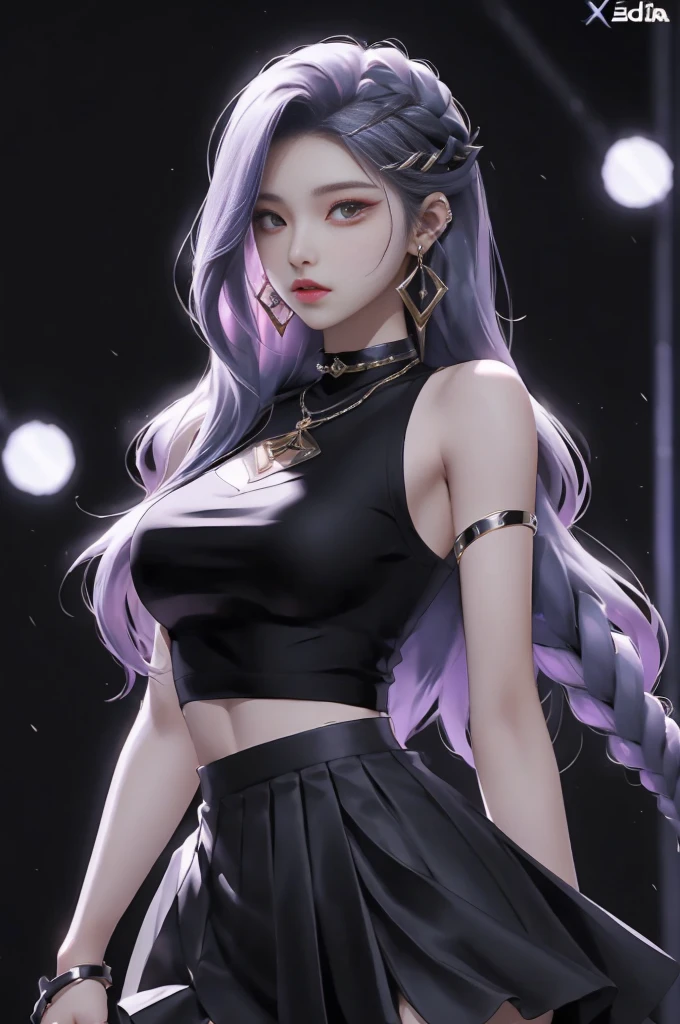 best quality, 1 girl, Keda, alone, long hair, black skirt, looking at the audience, Upper body
