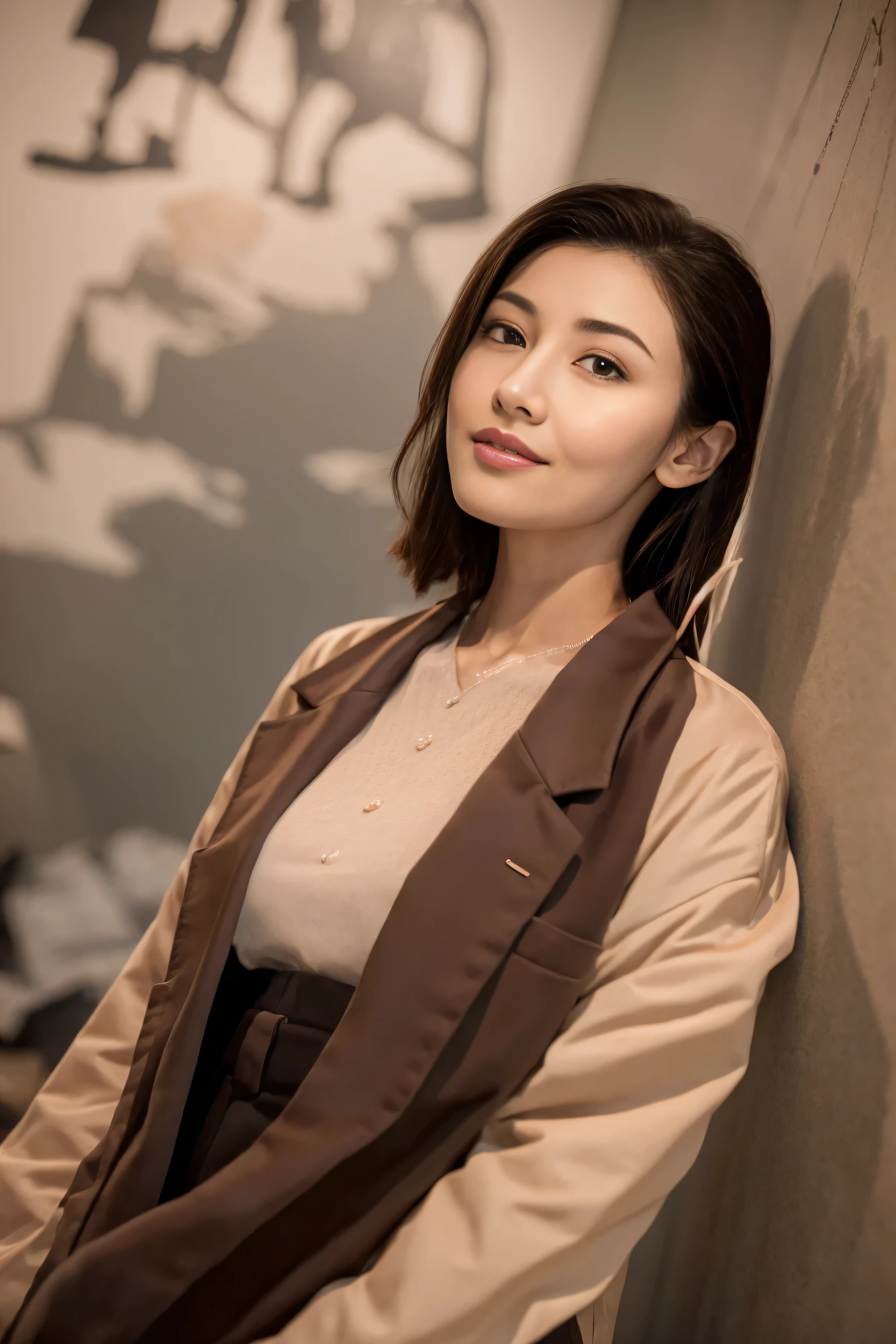 (8k、original photography、quality、masseter membrane:1.2)、super detailed、super resolution、(actual、real picture:1.37)、abortion、HD RAW color photography、Professional photography、hVery detailed and beautiful、Very detailed、8K picture wallpaper、Stunningly detailed、File size huge、official art、HVery detailed CG Unity 8k wallpaper HVery detailed womas、Handsome profile of a 20-year-old woman, Very nice eyes、highly refined skin、Very detailed nose、Very detailed的嘴巴、perfect anatomy、background、detailed clothing、White skin、glitter on the skin、Charming potty、huge tits、A black-haired one、half length、a smile、lifelike face、exquisite eyes、sauce order、looking at camera、cowboy shooting、front、standing exercise posture、dynamic lighting