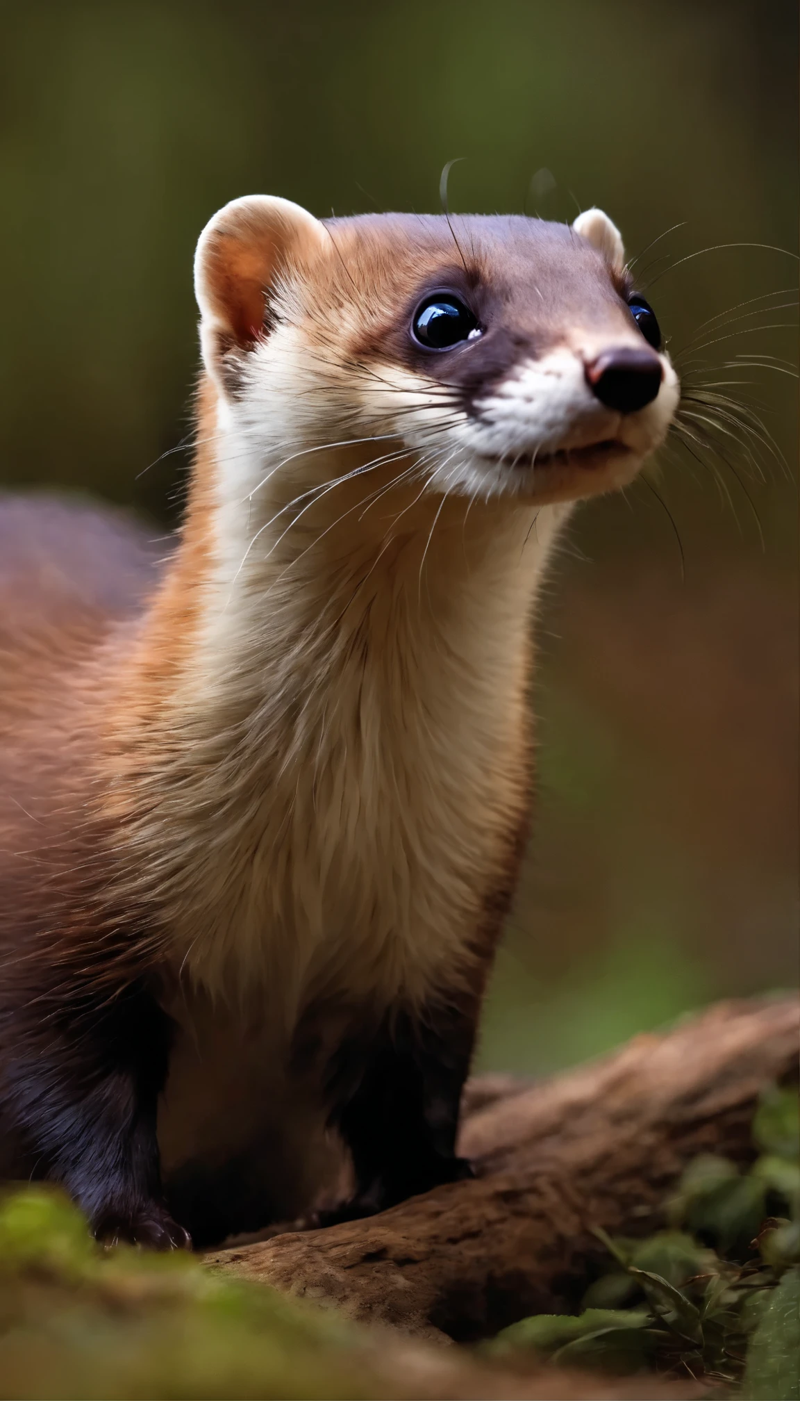 realistic weasel,tooth,ferocious,night,scared,