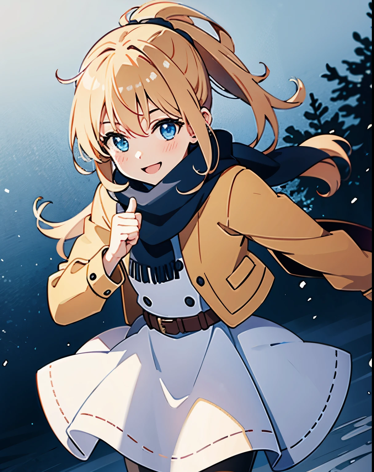 (best quality,4k,highres:1.2),ultra-detailed,realistic,portrait,soft lighting,shining blue eyes,detailed face and features,beautiful smile,alive expression,blonde hair in black with a ponytail,expressive eyes,
vivid colors,wearing a plaid yellow scarf,dressed in a red jacket,black pants,standing in the snow-covered scenery,immersed in a winter wonderland,holding a thumbs up pose,engaging directly with the viewer,filled with happiness and joy,enjoying the serene atmosphere that surrounds her,snowflakes gently falling from the sky,creating a peaceful ambiance,creating a warm contrast with the cold surroundings,expressing pure delight in her eyes,showcasing the magic of the winter season,creating a sense of optimism and positivity.