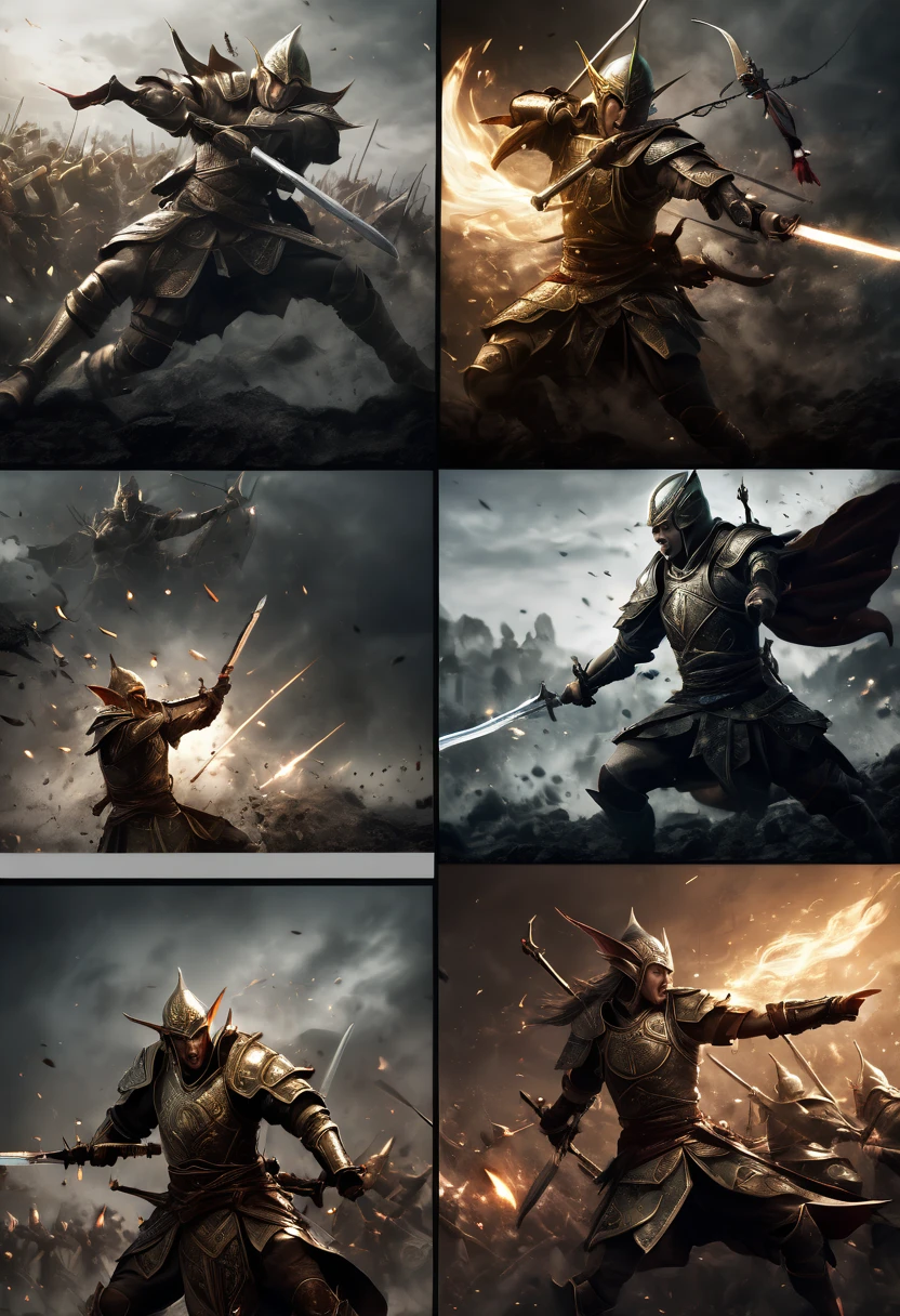 (first person,perspective,detailed,Elf Portraits:1.2,flying over,battlefield,capsuled elfs,ancient warriors,ancient armor,martial arts,misty atmosphere,dramatic lighting,high contrast,warrior in action,,action-packed,war cries,weapons) after battle face potrait
