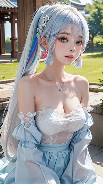 Highest quality、Highest quality、16k quality、Highly detailed figure、Highly detailed face、Highly detailed eyes、Highly detailed nose、Highly detailed facial expressions、Highly detailed costume、Highly detailed hourglass shape、Highly detailed feet、Highly detailed thighs、Being in reality、、Light blue hair、Twin tails、Blue Eyes、Noel Silva、main character、Cover your chest水の鎧、Cover your chest、Sleeveless、Shoulder rest、Emphasizes the shape of the chest、A very short skirt made of water、Diagonally upward、Water tights、Her thighs are visible between her skirt and tights、Water crown、on top of nakedness、You can see the shape of the chest、Bust size: E cup、Big Breasts、Close to the skin、Tight、Full body photo、Are standing、Emphasizes the beauty of thigh muscles、Full body photo、Front view、