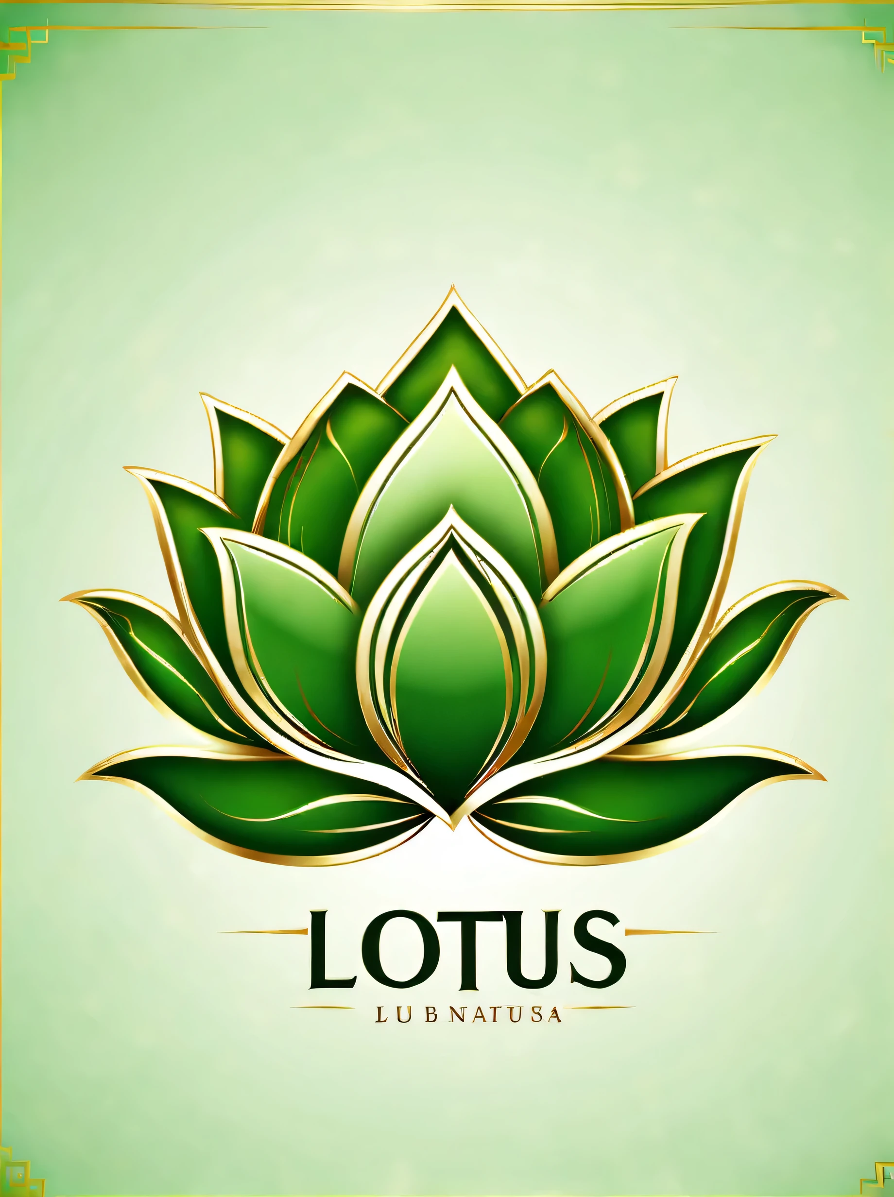 ( green lotus logo_1.5),white edge lotuetal texture logo,Modern minimalist style,(Chinese auspicious cloud logo:1.5),create subtle, modern style,graphic design,(vector logo:1.3),best quality,