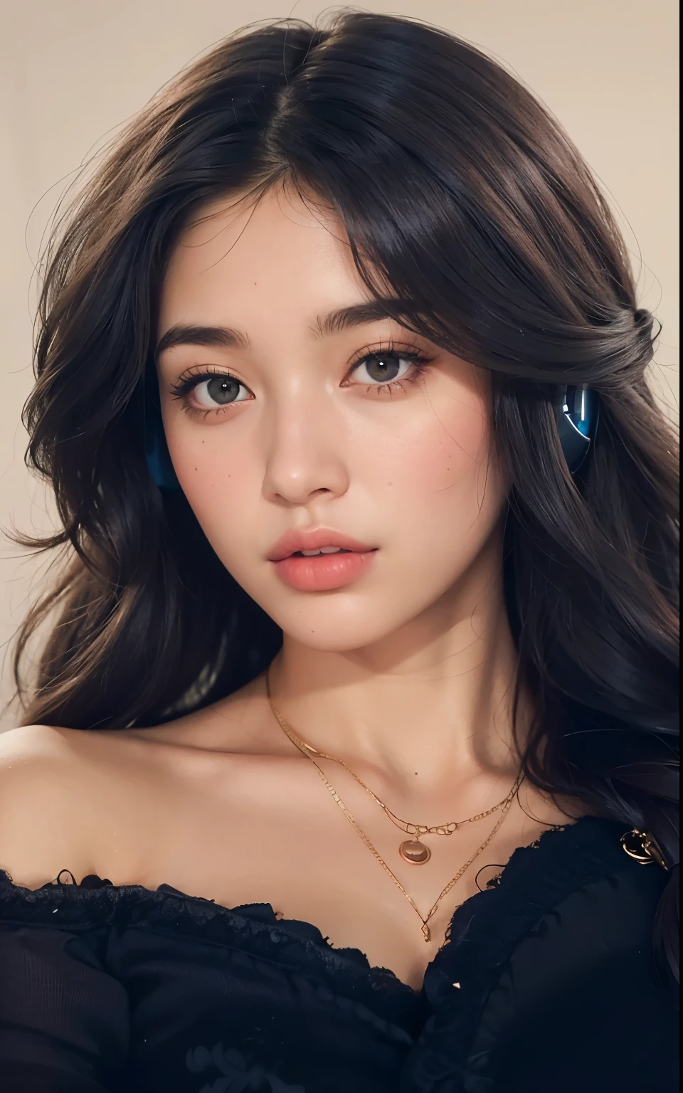 A close-up of a woman with headphones on her head, Retrato Sophie Mudd, Anna Nikolanova aka Newmilky, Pokimane, com fones de ouvido, 18 anos, Delphine bonita, Yelena Belova, Angelina Stroganova, morena com cabelos loiros tingidos, 🤤 retrato da , 2 Modelo feminina de 4 anos, julia gorokhova, Modelo do Instagram