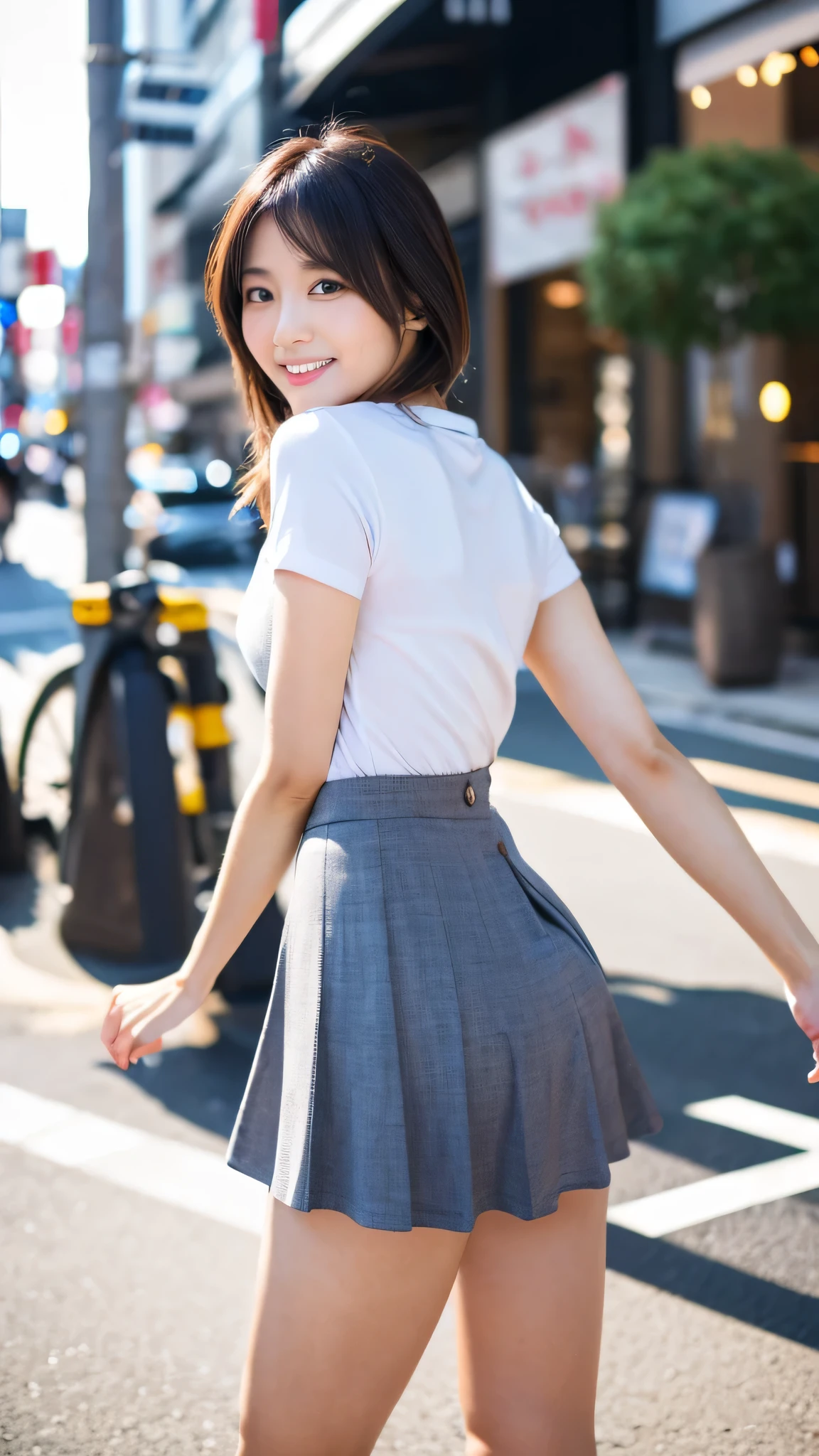 nswf,(from below:1.5),(from behind:2),(Gazing-into-the-Distance:1.3), (wearing , ,mini skirt:1.3),(up skirt:1.5)(Thongs:1.5), Her hands on her buttocks,at classroom,Sunlight,Top quality, 1 beautiful Japanese woman, teen,high school student,(18 years old),medium hair, (brown hair:1.2), Ultra-realistic capture, Highly detailed, High resolution 16k close-up of human skin. Skin texture must be natural, With such detail that pores can be finely identified. Skin should look healthy, In a uniform tone. Use natural light and color,