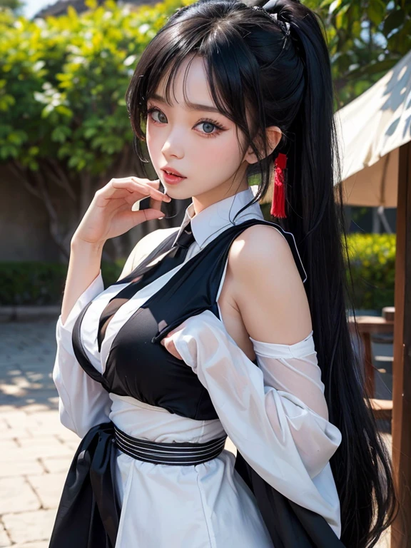 masterpiece, highest quality, (focus only), (perfect face:1.1), (high detail:1.1), (highly detailed eyes), (white skin), random hairstyle, black hair, loincloth, Sarashi, Summer Festival, young woman, high school girl, big breasts,