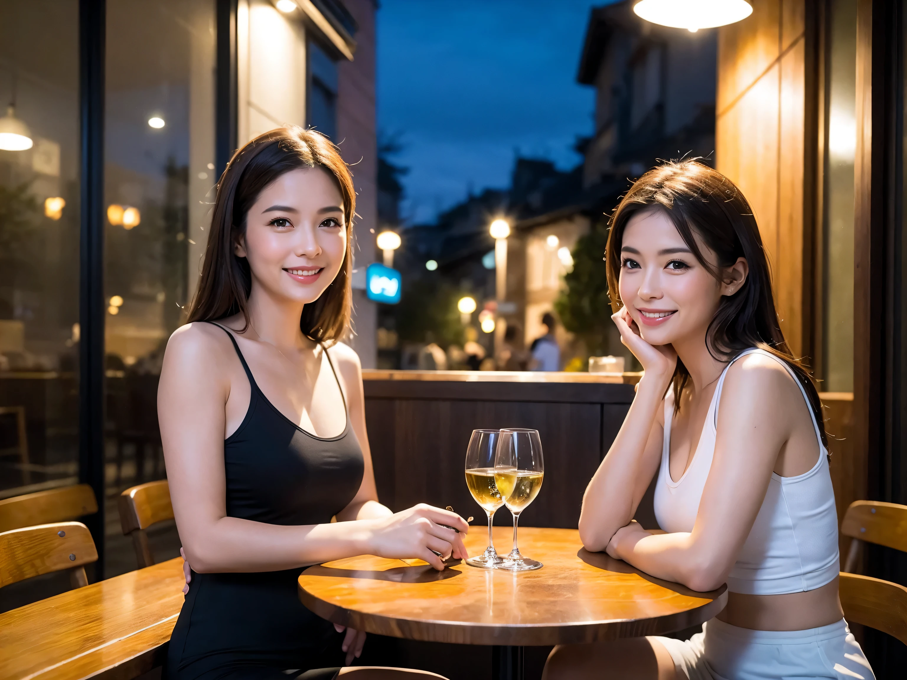 (64km race, ticker, top quality, muste piece: 1.2), (Reality, It's photorealistic: 1.37), pretty woman 1, (slim face), (slimボティ), (brown hair), (shortcut), Italian、Dutch、American、French、cheeks blush a little, (40 years old), 38 years old, solo, A beautiful and detailed night view spreads out outside the window........., restaurant, wine glassに座って, At night, in a prominent place (from the waist up) nova frog style, actress, Model, waist up, White wine, slim, wine glass, Super clean night view, 真ん中に置かれたwine glass, A happy smile, (shy smile: 1.15), Beautiful fine eyes, upper body whole body, bust japan up, night time, short story, short story, actress, Model, waist up, White wine, slim, wine glass, Super clean night view, 真ん中に置かれたwine glass, A happy smile,