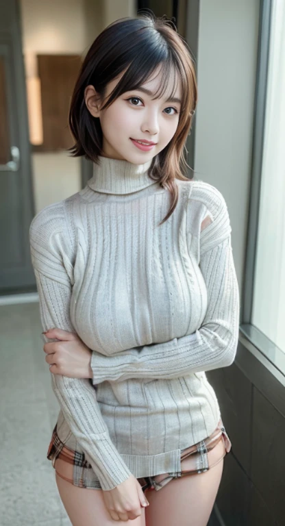 ((NSFW)), masterpiece, Best Quality, 
Ultra-detailed, finely detail, hight resolution, in 8K,
((Photorealsitic:1.4, Raw photography, 超A high resolution,Top image quality: 1.4)),
Wallpaper, 
((Perfect whole body configuration1.5)), 
((Beautiful detailed eyes, Natural Color Lip、Clean face、Gaze staring at the camera、Lasheig eye、Distinct double eyelids、Tear mole、glowy skin、Clean skin quality、lipgloss)),
((a serene smile:1.5)),((Turtleneck knitwear(random color),Plaid micro mini skirt:1.5)),
((Random and cute hairstyles)), 
((large breasts size:1.2)),
((Legs spread)),
((Exposed breasts)),
(Excited), (eager),
(Horny), ((aroused)), ((wanting)),
((((One lady:1.5))))
very detailed and professional lighting、
((thigh visible:1.5))