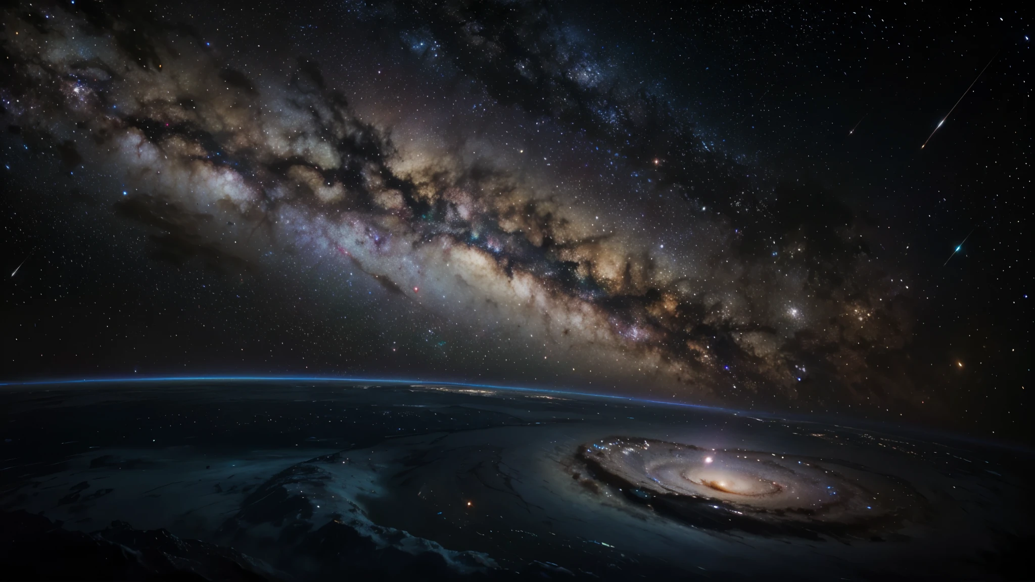 Galaxy, Milky way, Andromeda galaxy, Galaxy colliding, high detail, 8k, Milky way Colliding