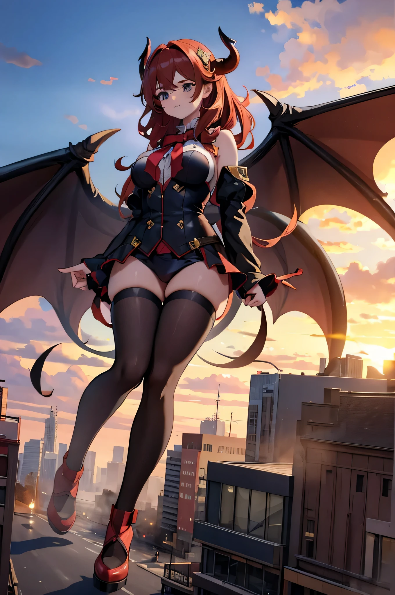 GTS Devil Wings giant girl destroys the city