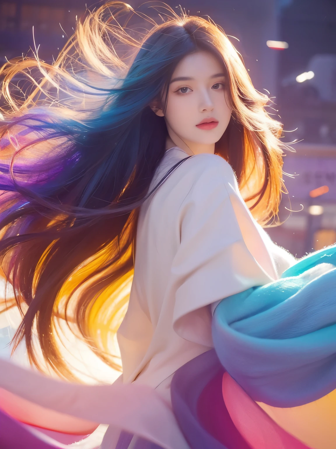 Painting of woman with long hair and colorful hair, Beautiful digital illustration, Stunning digital illustrations, Gorgeous digital art, A beautiful artistic illustration, beautiful digital artwork, beautiful digital art, Beautiful digital illustrations, complex digital painting, very beautiful digital art, vibrant digital painting, beautiful Gorgeous digital art, Psychedelic flowing long hair, Colorful digital painting, Inspiring digital art, stylized digital art