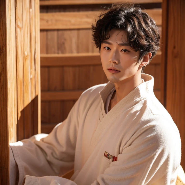 Korean Man with Dark Skin, Traces of Asian Descent (More specifically Korean), Curly Hair