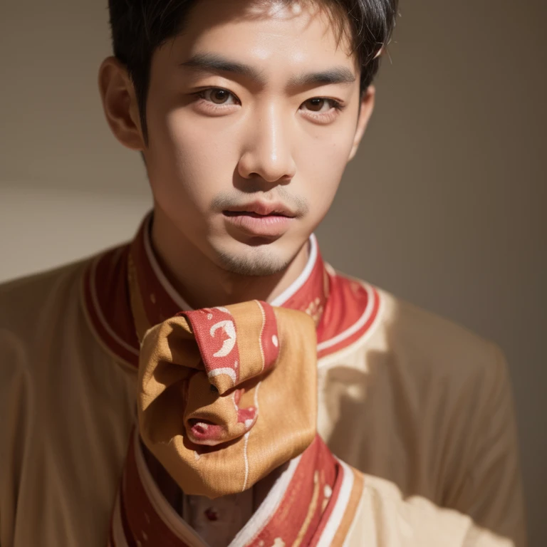 Korean Man with Dark Skin, Traces of Asian Descent (More specifically Korean), Curly Hair