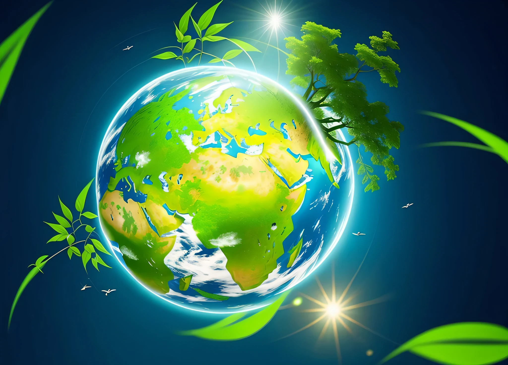 a green globe with a solar panel and wind turbines on it, green energy, renewable energy, green technology, clean energy, nuclear energy future, sustainability, electric energy, wires earth background, green digital world, solar power, sustainable, sustainable materials, vincent callebaut composition, green world, environmental light, by Joseph Werner, vincent callebaut