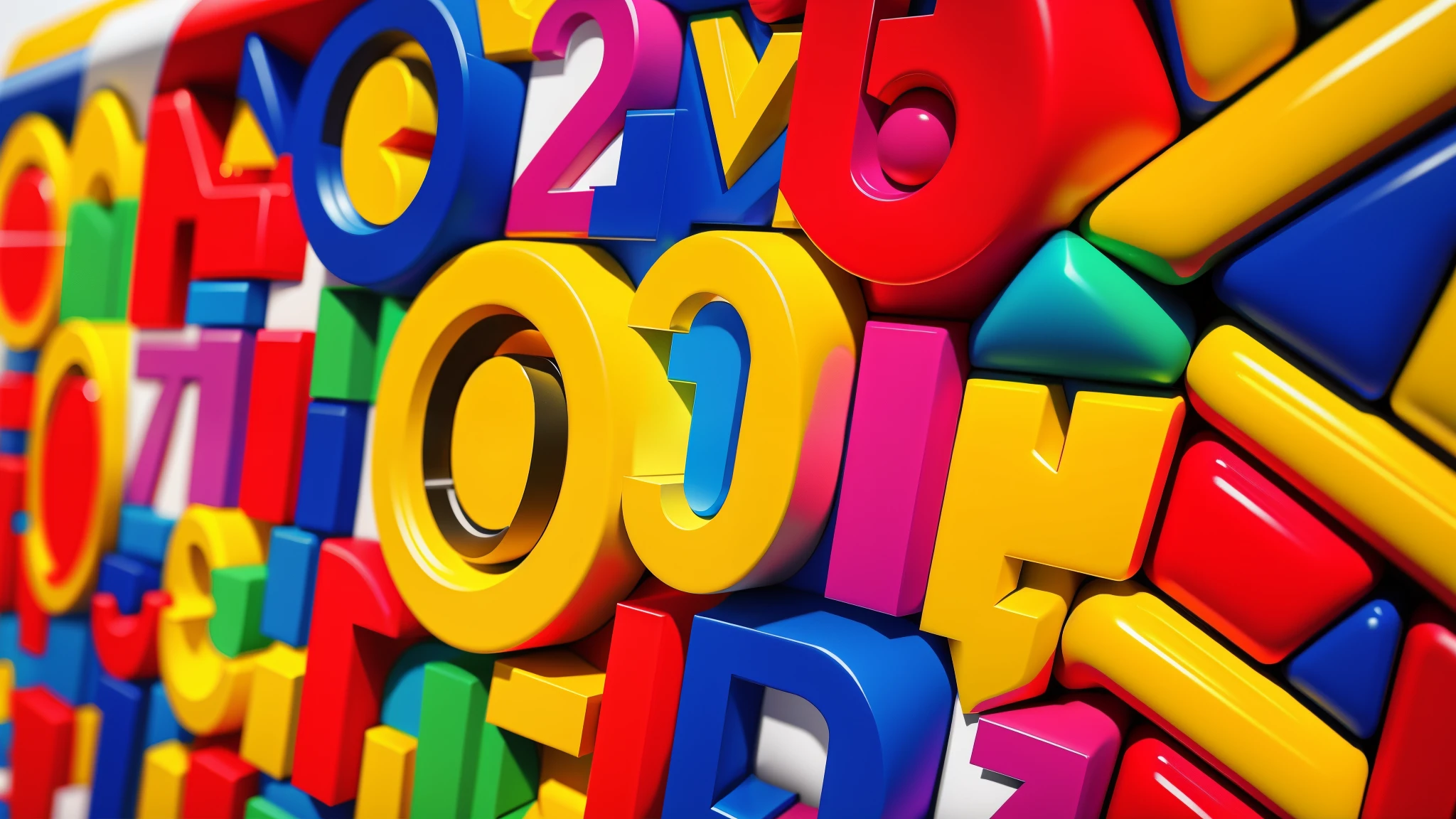Close up of colorful new year sign with 2024 numbers, Geometry,