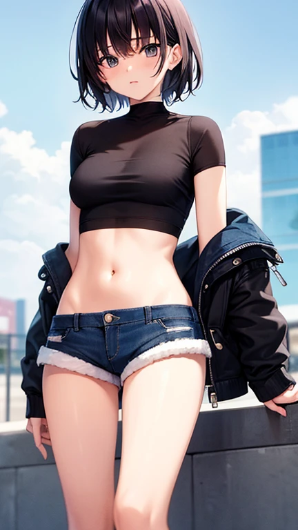 Navel exposed clothes short hair shorts