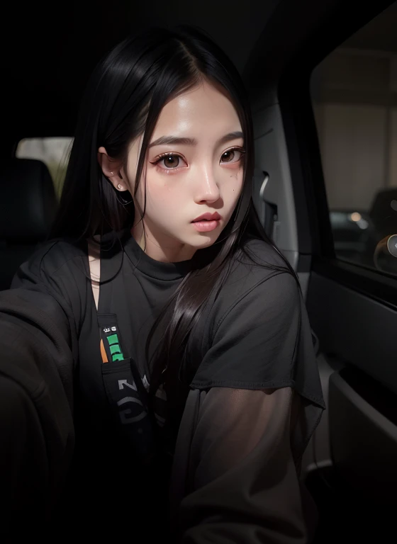tem uma mulher sentada em um carro com um celular, Ulzzang, Jinyoung Shin, jaeyeon nam, ela tem um rosto fofo, Menina coreana, Jisoo do Blackpink, com cara fofa - linda, Jisoo do Blackpink, adorable and pale korean face, Heonhwa Choe, leve sorriso fofo, profile picture with headshot, Xintong Chen, cara clara e fofa