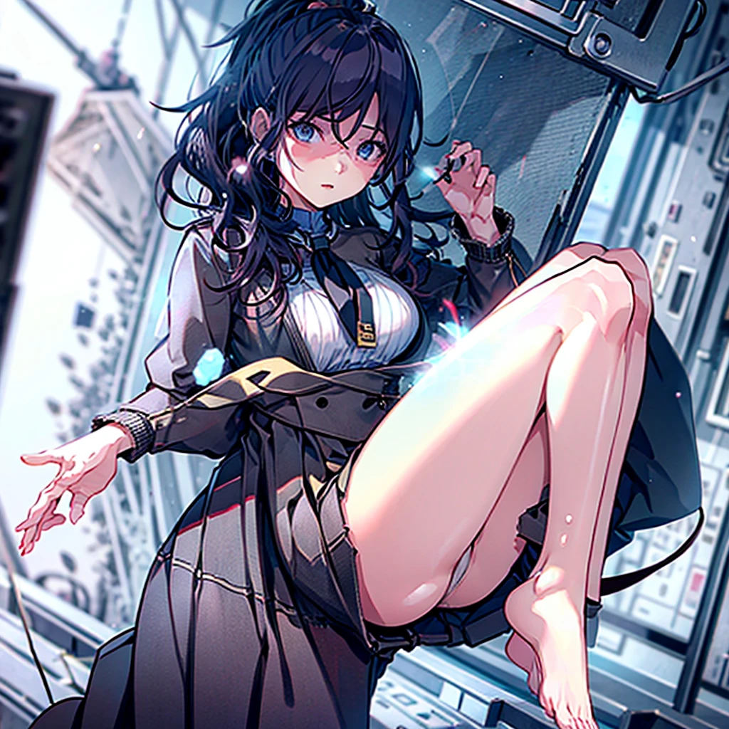 nipple、((Pull down your pants))、barefoot、shyness、big breasts