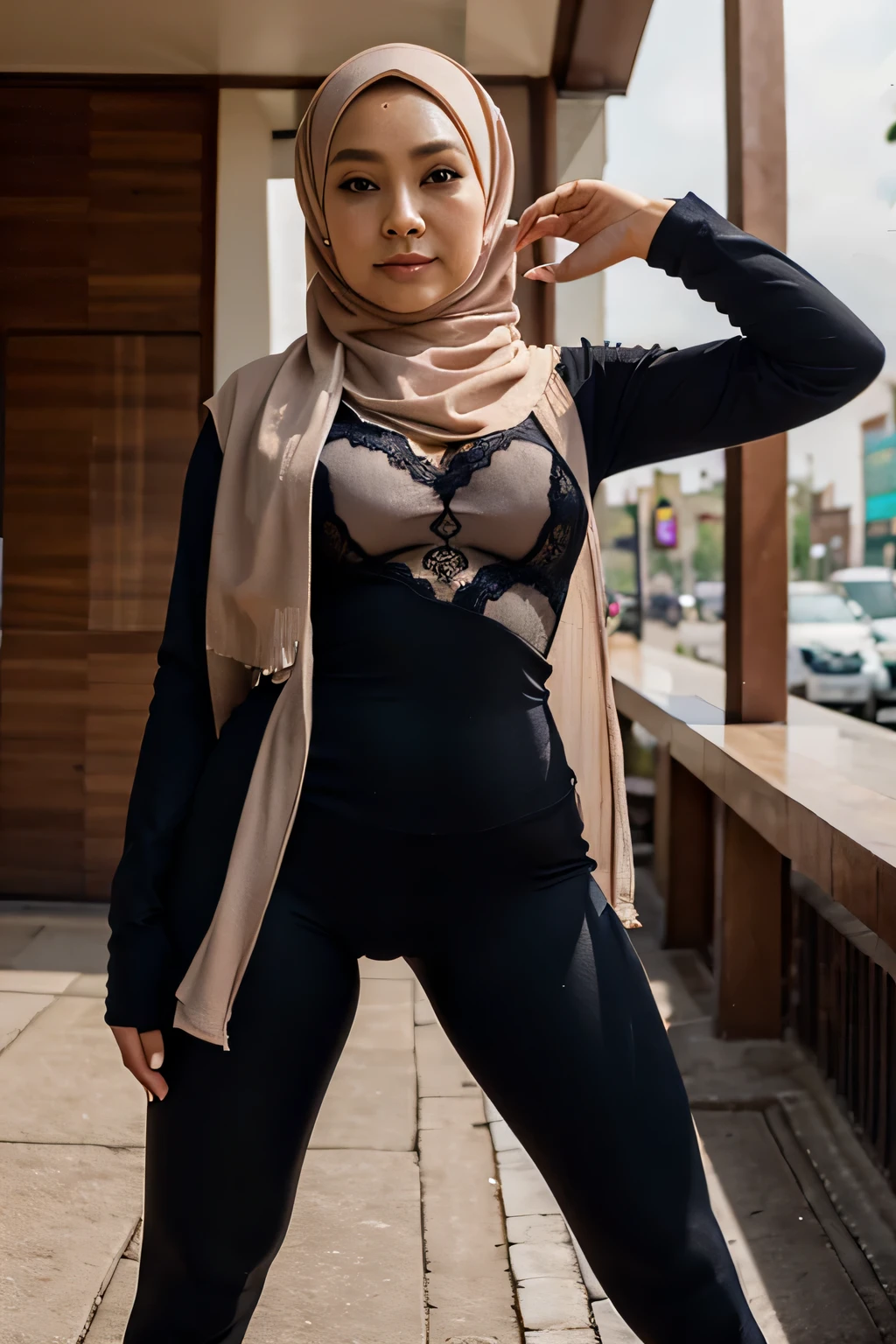 malaysian hijab, dress, legging, cameltoe,