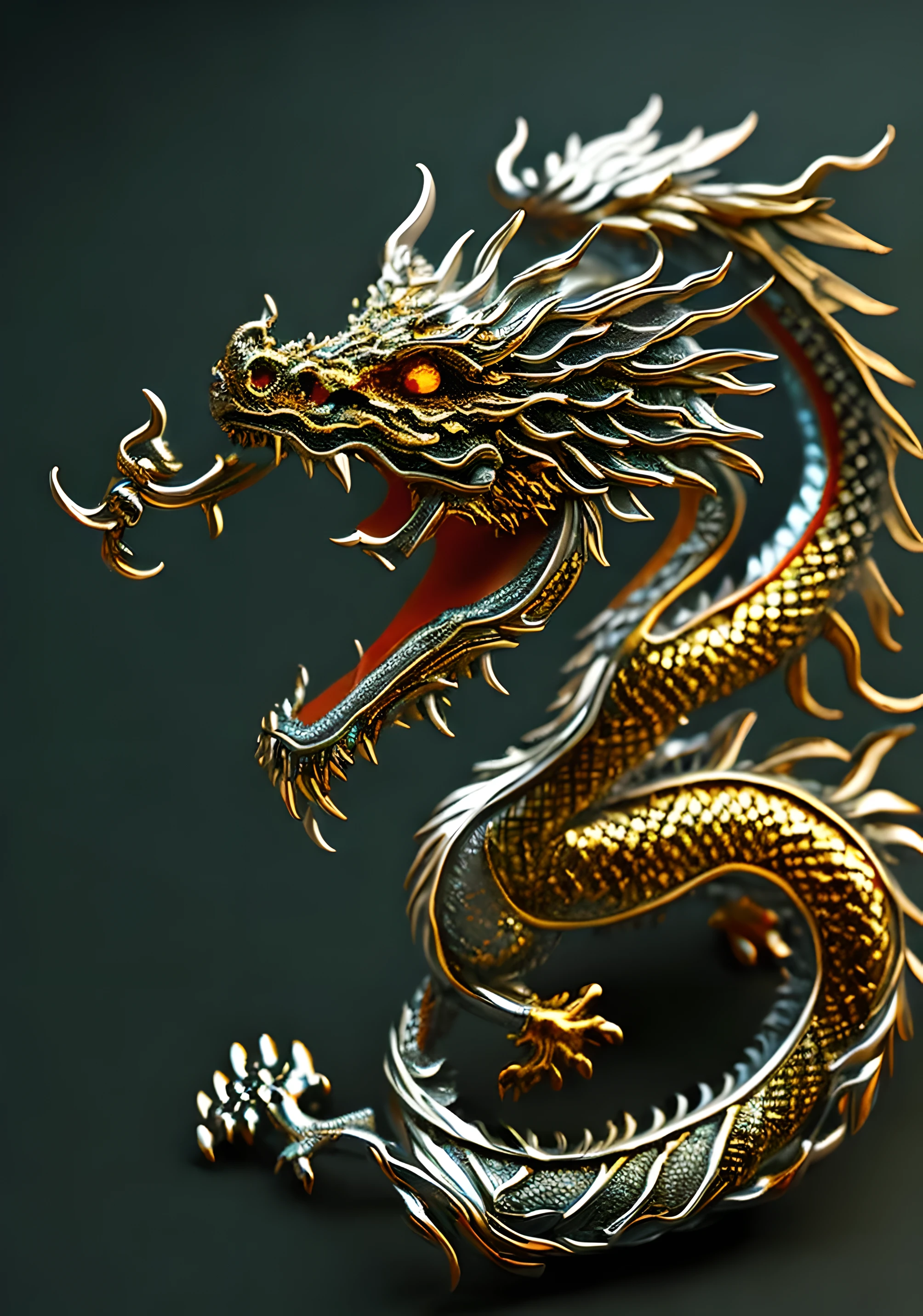 A chrome Chinese dragon around