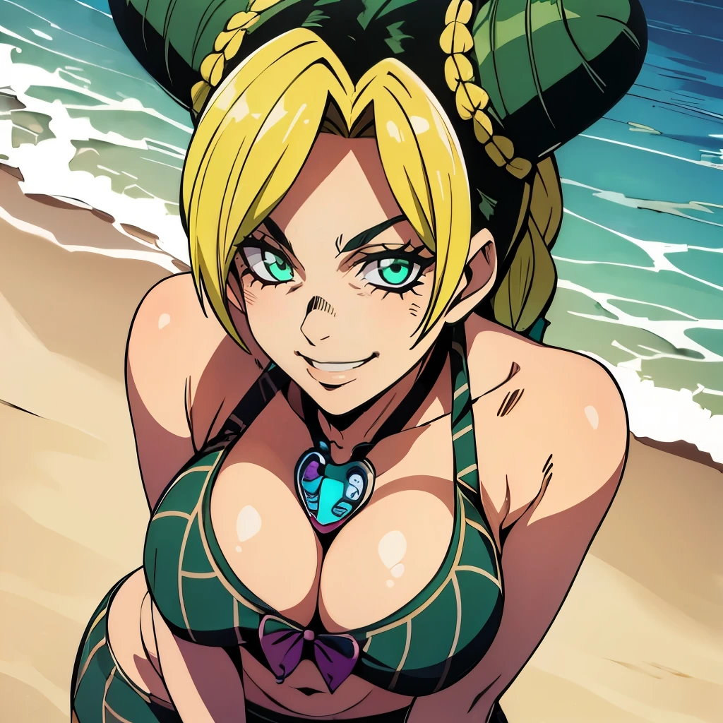 Jolyne, big breasts, beach, cute smile
