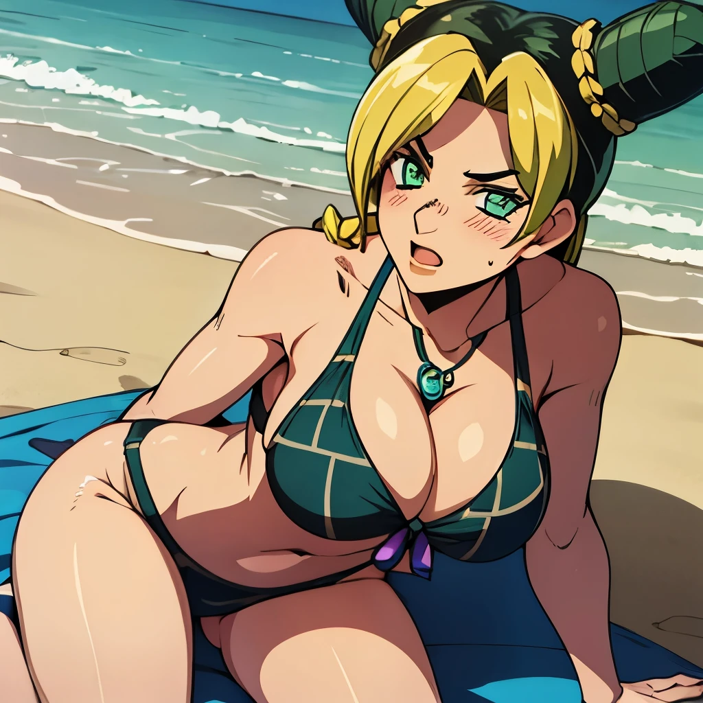 Jolyne, big breasts, beach, cute, bikini 