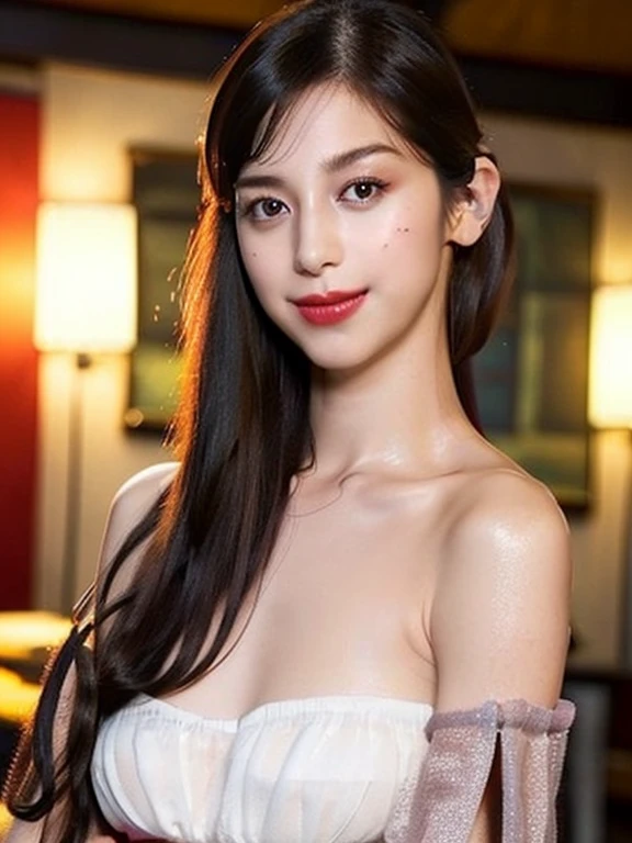 (Best quality,masterpiece,ultra detailed,8K,RAW photo,realistic,high resolution:1.2),(Pretty Chinese girl),(Super huge boobs:1.4),(light brown hair),(sports bra,buruma:1.4),(muscular:1.7),(shoulder length),(light smile)