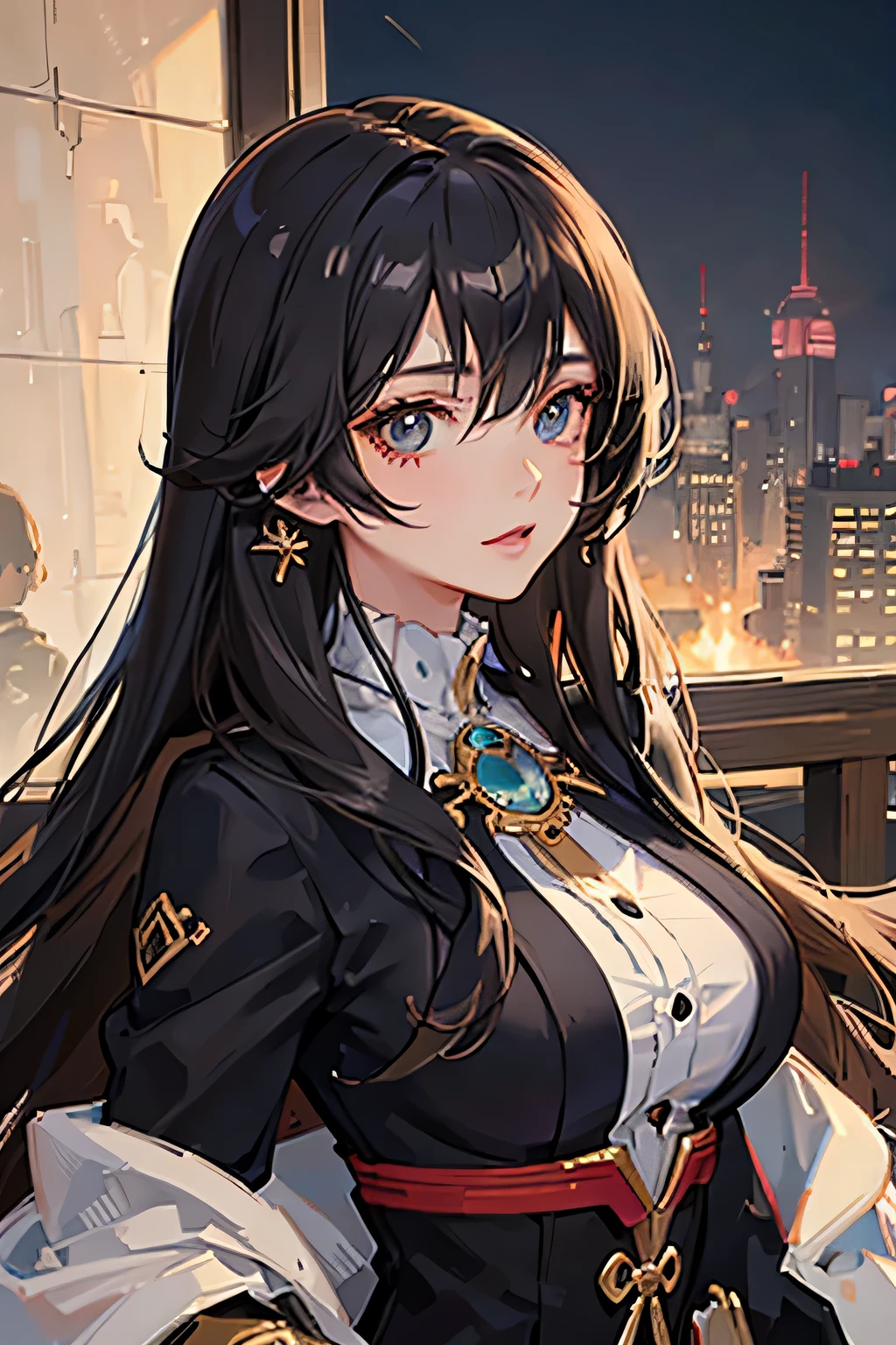 masterpiece, best quality, {best quality}, {{masterpiece}}, {high resolution}, focus, anime style, Close-up of a woman, girls design, portrait, gisha, anime image, long hair, black hair, Looking directly at, hair covering ears, Polished and powerful look, exotic, High, freckle, happiness, Classic costumes, rich and colorful, color