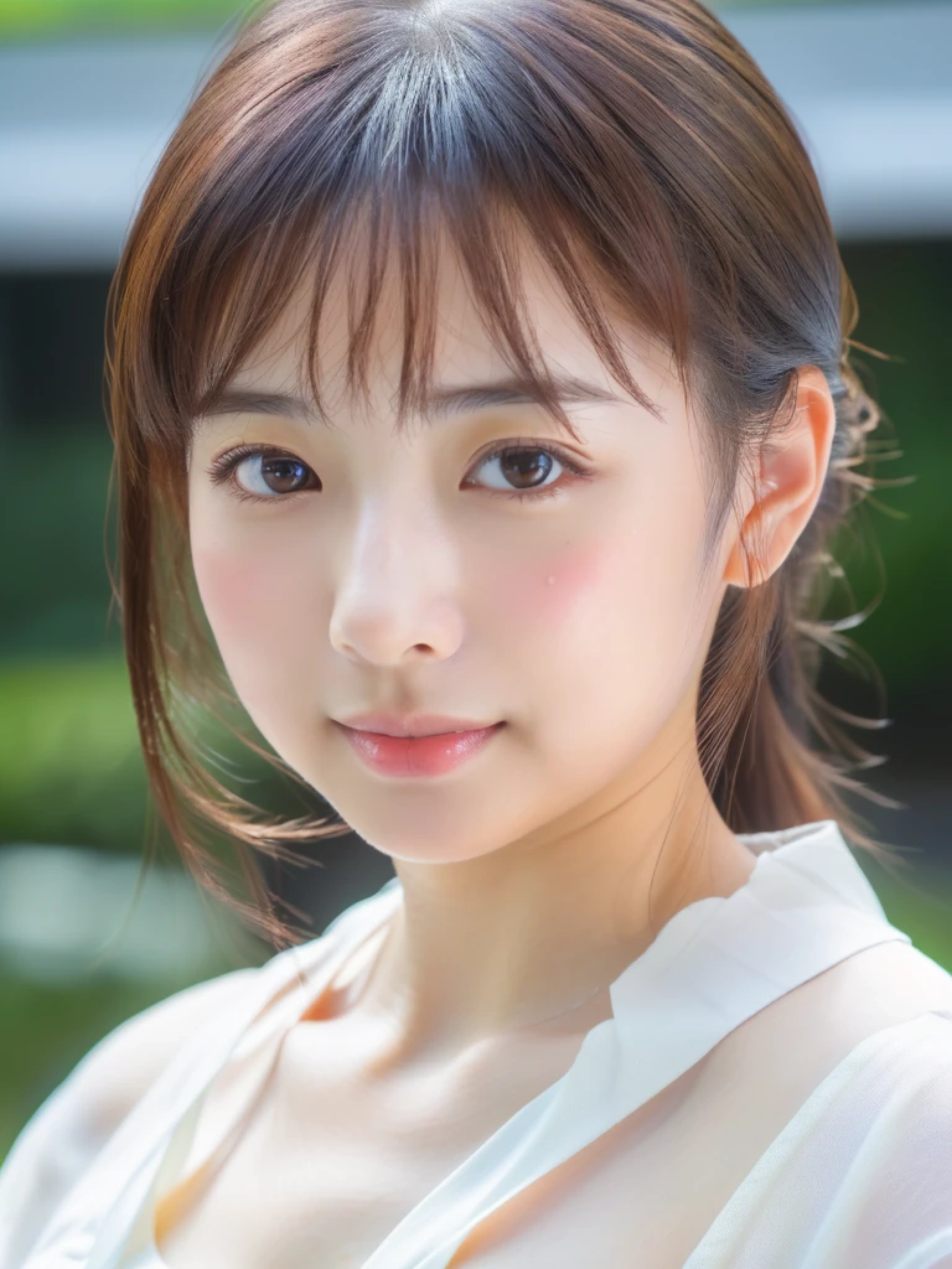 1 Girl,Beautifully detailed face:1.3、Close-up of face:1.6、The whole face fits in the frame:1.6、((She wears a big red ribbon in her hair like a French doll.:1.6))、 ((very small flat chest:1.7))、(A sheer camisole with a loose fit around the chest:1.7), ((Facing forward:1.6))、Pink Eyeshadow:1.6、((Looking into the camera:1.3))、Very beautiful Japanese idol portraits,
(RAW Photos, Highest quality), (Realistic, Realistic:1.4), (masterpiece),
Very delicate and beautiful, Very detailed, 2k wallpaper, wonderful, finely, Very detailed CG Unity 8K 壁紙, Very detailed, High resolution, Soft Light,
Beautiful detailed girl, Very detailed目と顔, Beautiful and sophisticated nose, Big beautiful eyes, Cinema Lighting,
(Simple and solid background:1.3),
(Blonde medium hair:1.5), (Parted bangs),
Complete Anatomy, Slender body,Very small breasts, Sensual look
