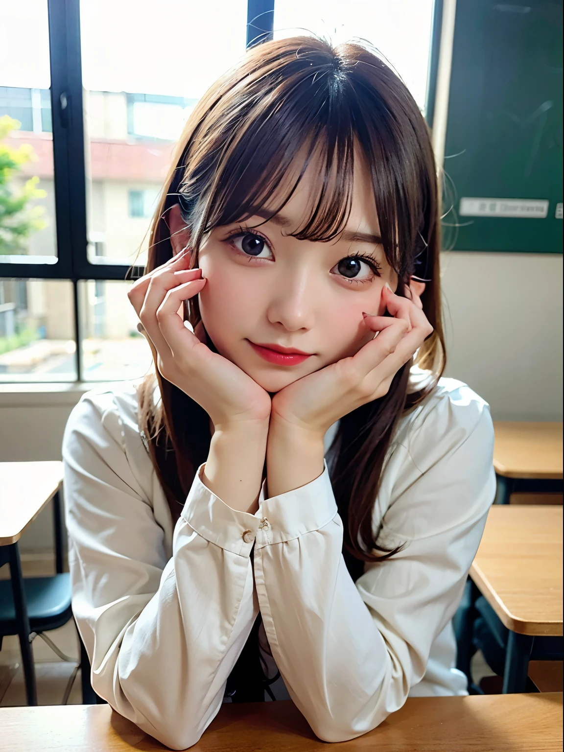 (8K, RAW photo:1.2)detailed face and eyes,最high quality, Super high resolution, very detailed ,intricate details ,table top ,pretty girl , soft movie-like light, hyper detail,sharp focus, high quality,school uniform, dripping from,