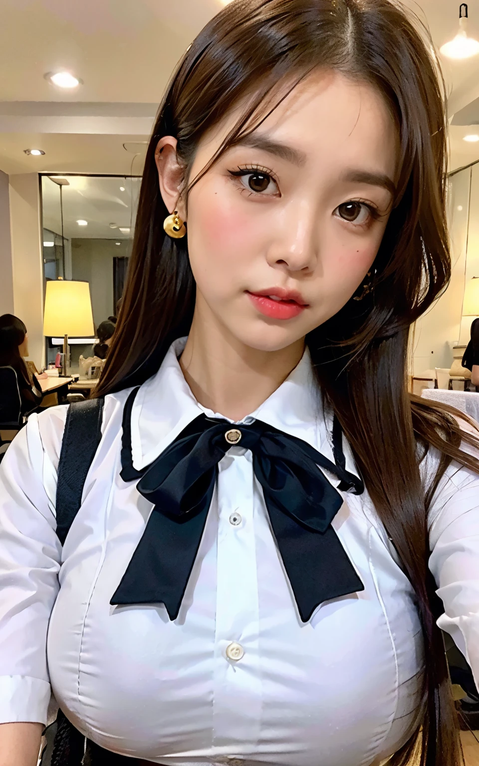 Brown hair、Long、poneyTail.wear black binki.big boobs .big butts .hot figer