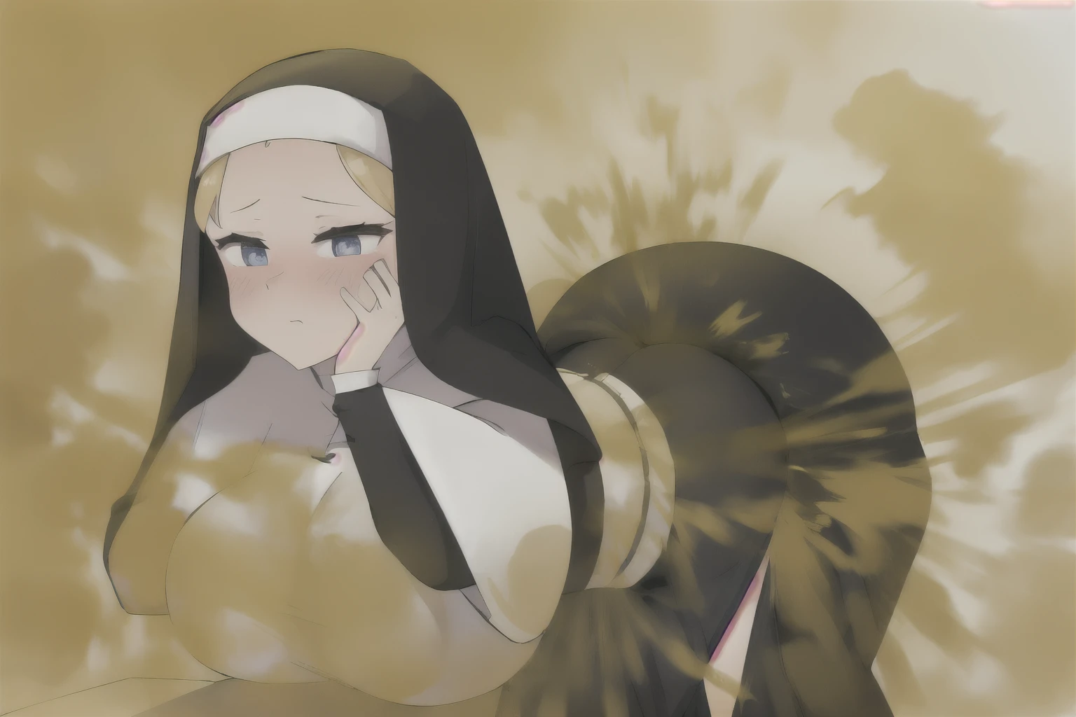 Nun, skunk girl in nun's uniform, farting(Farts)wimple dressed in monk's clothes Skunkgirl fart make me smell fart torture Sumerharassment