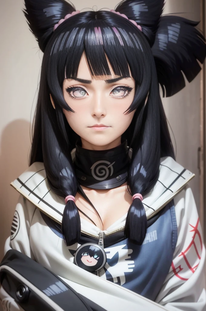 black hair, hair bobbles, longeyelashes, solid circle eyes, ear blush, fang, colored inner hair, very long hair, expressive hair, halo, mole under eye, mismatched sclera, mismatched pupils, fake animal ears, tearing up, full blush, tsundere, naughty face, endured face, Surrealism, drop shadow, anaglyph, stereogram, tachi-e, pov, super detail, ccurate, best quality, highres