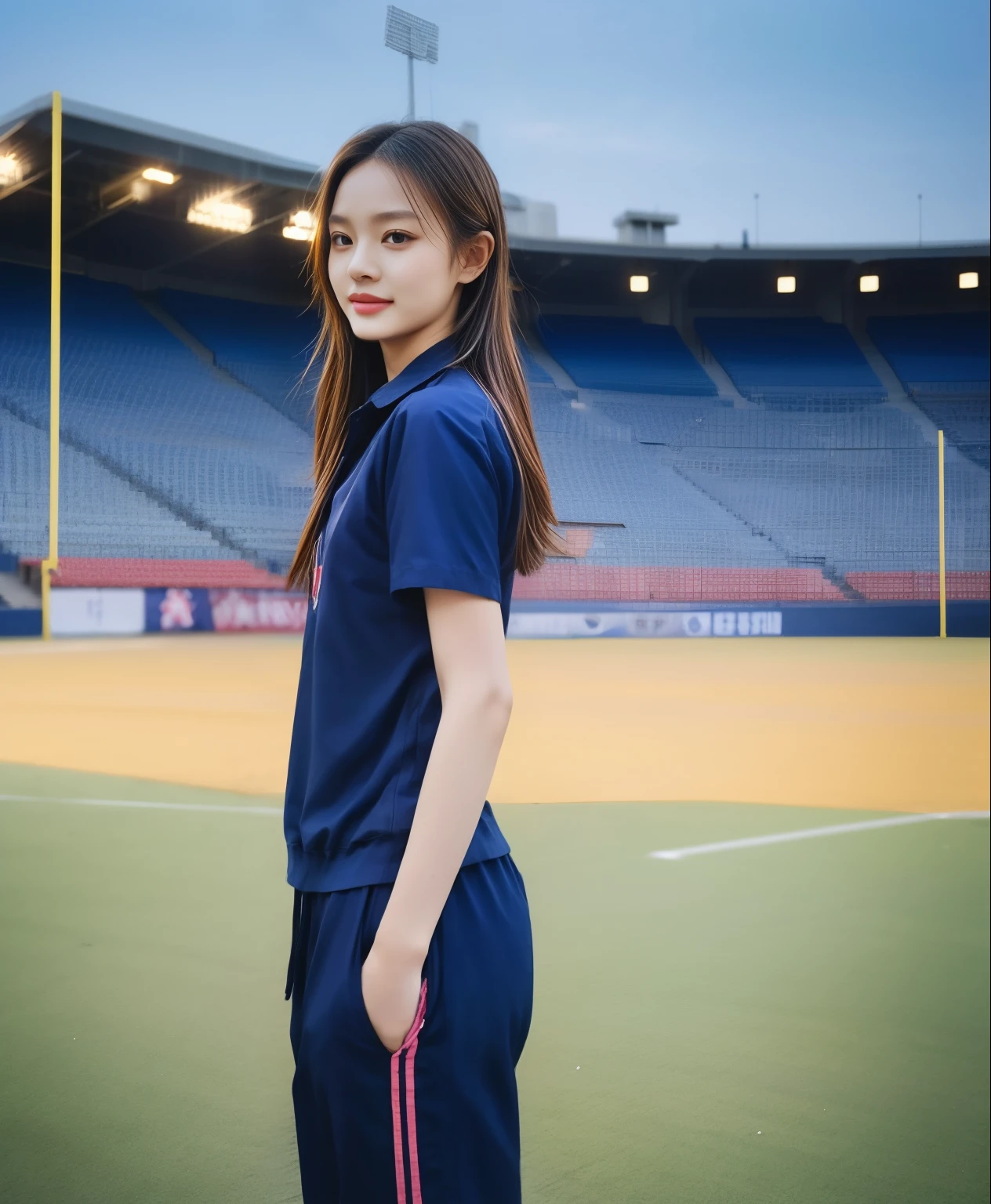 arafed woman in a white and red shirt and red shorts, wearing a volleyball jersey, mid shot portrait, taken with canon 5d mk4, taken with sony alpha 9, alexandra fomina, front portrait, nico tanigawa, maya takamura, yukii morita, indoor picture, wearing a school soccer uniform, photo of the girl