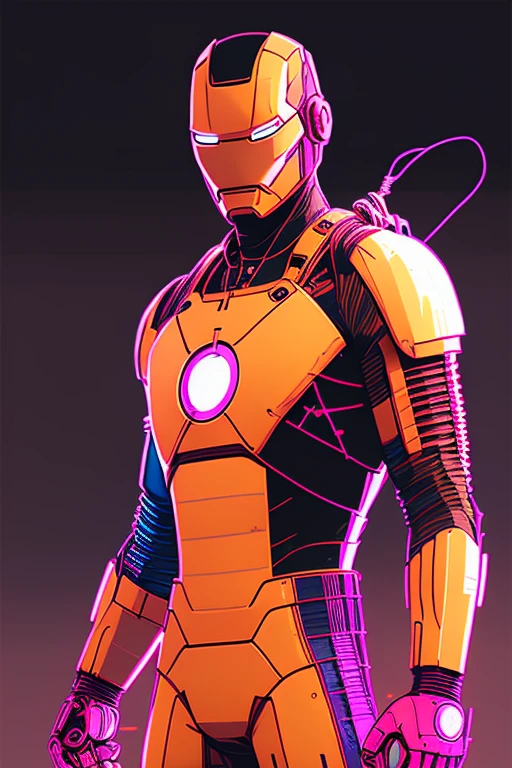 (nvinkpunk:1.2) (snthwve style:0.8) ironman, anthro, lightwave, sunset, intricate, highly detailed