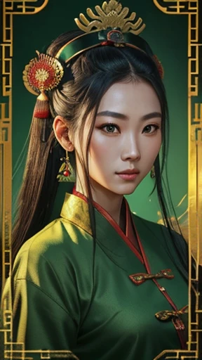 oriental、Ancient Chinese in green clothes、ancient chinese hairstyle man、ancient chinese headgear man、three kingdom、multiple warlords、highest quality、masterpiece、ultra high resolution、(Photoreal:1.4)、game poster、inside the house、Upper body、highest quality、masterpiece、ultra high resolution、(Photoreal:1.4)、game poster