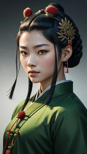 oriental、ancient chinese man wearing green clothes、ancient chinese hairstyle man、ancient chinese headgear、three kingdom、multiple warlords、highest quality、masterpiece、ultra high resolution、(Photoreal:1.4)、game poster、inside the house、Upper body、highest quality、masterpiece、ultra high resolution、(Photoreal:1.4)、game poster