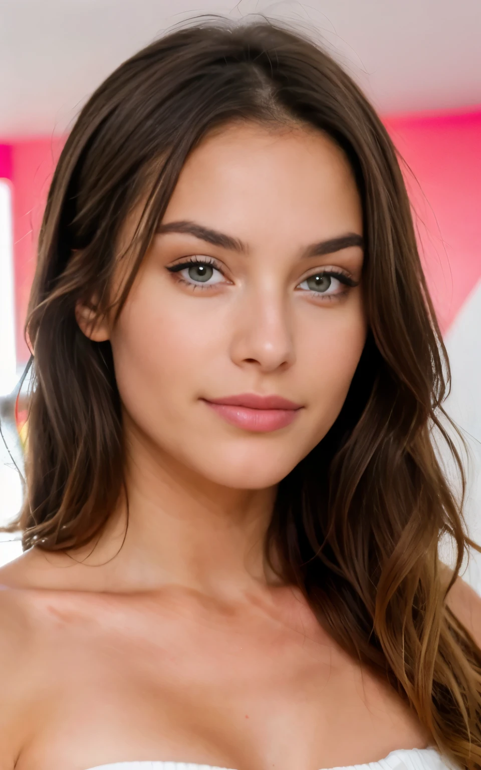 Jolie belle brune, porte un pyjama entier ,tout le corps, angle parfait, very detailed, 32 ans, visage affectueux, long messy hair, yeux marrons, high resolution, chef-d'ouvrages d'art, best quality,intricate details, very detailed,acuity, detailed skin,Realistic skin texture,texture, detailed eyes, professionnel, 4k, sourire, prise avec Canon, 85mm,faible profondeur de champ,couleur de vision kodak, eye shadow, Extremely detailed, photo_\(Ultra\), photoRealistic, Realistic, Post-traitement, maximum detail, roughness, vrai vie, Ultra Realistic, Photorealism, la photographie, 8k euh, la photographie, sans soutien-gorge, slot machines