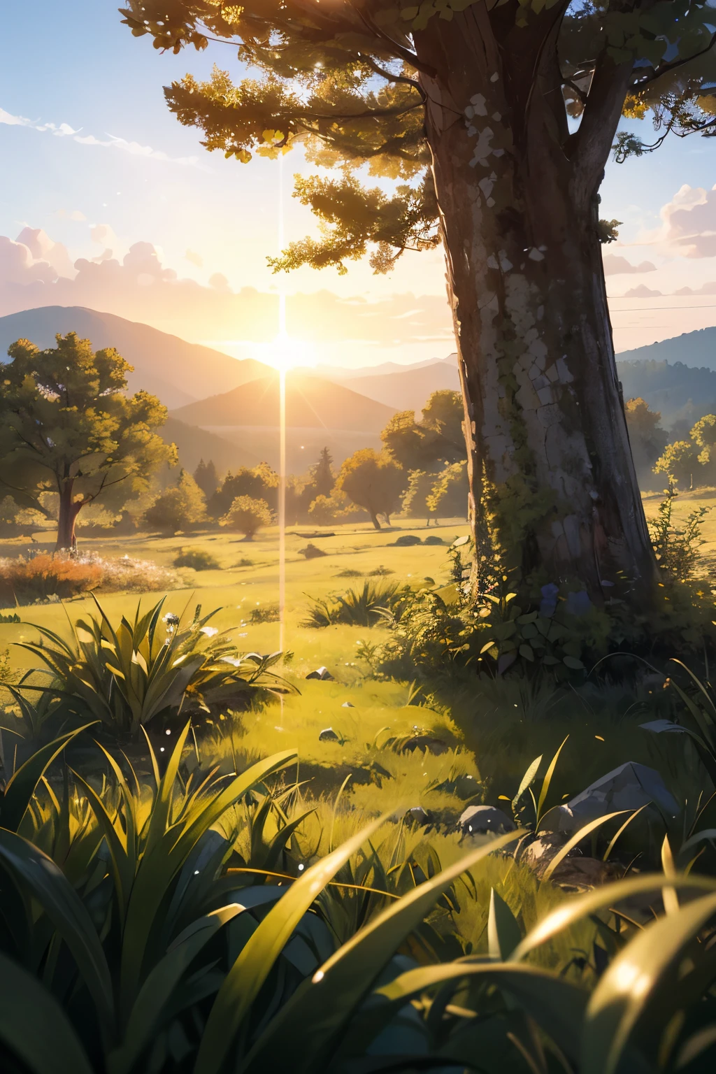 In a quiet mountain wilderness in ancient times,The dawn coming,breeze blows,There a thin layer of dew left among the grass and trees。This clear dew seems to contain the aura of nature,reflecting the morning light,Like crystal clear pearlest quality)),