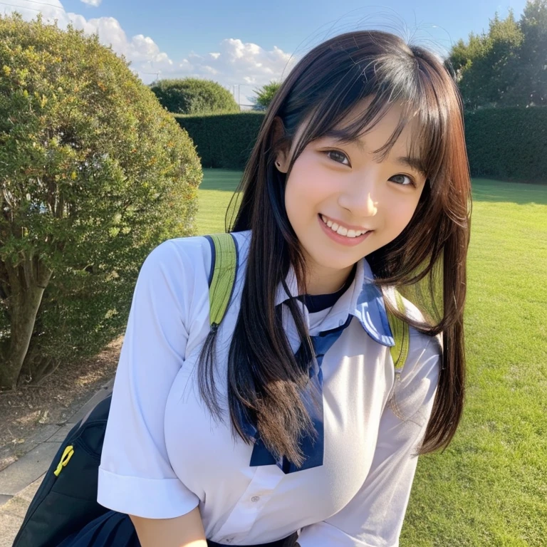 high school girl、smile、cute、big breasts、clear